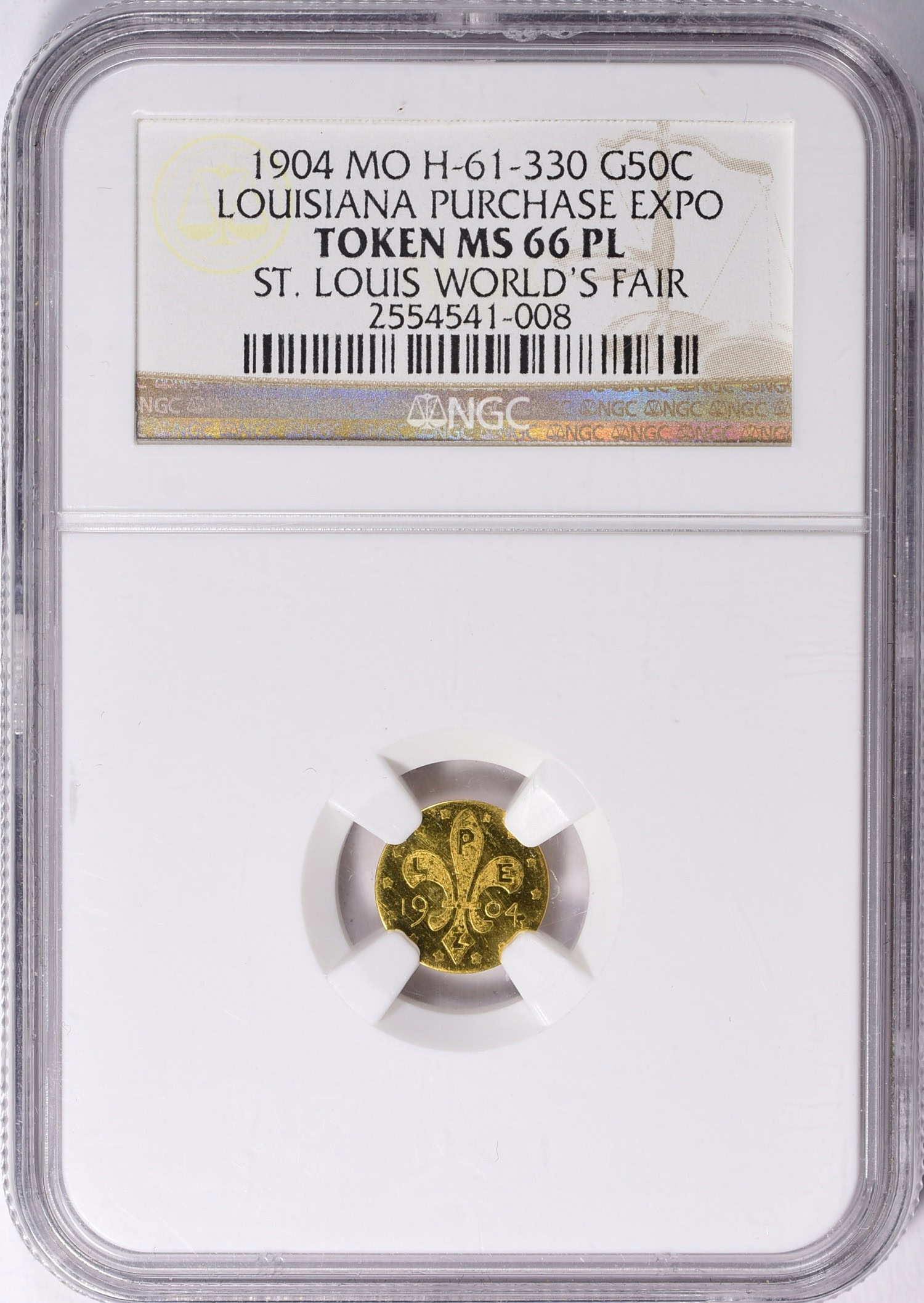 1904 MO H-61-330 Gold 50c Louisiana Purchase Expo Token St. Louis