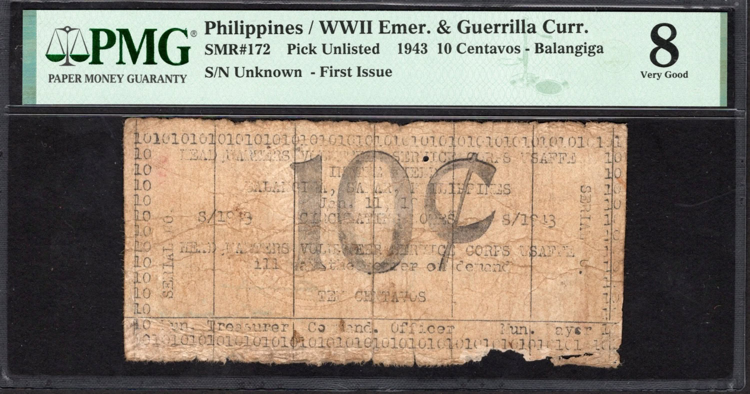 Philippines - Balangiga 1943 10 Centavos WWII Emergency & Guerrilla ...