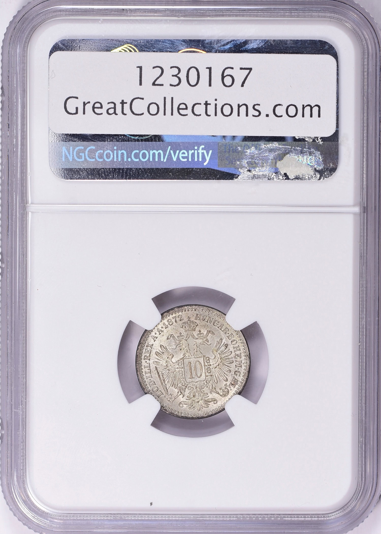 Austria 1872 Silver 10 Kreuzer KM-2206 NGC MS-65+ (Item 1230167