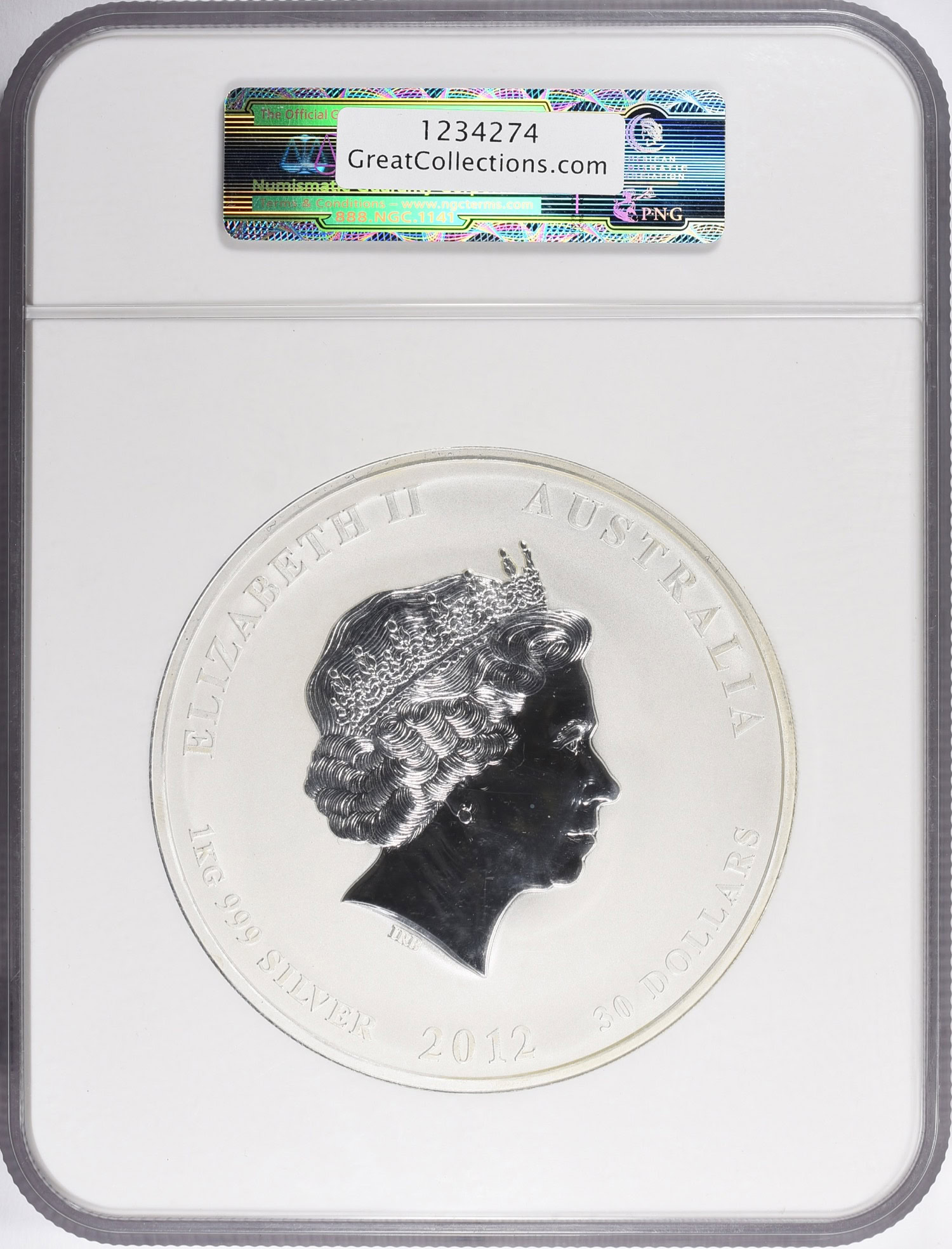 Australia 2012-P Silver $30 Lunar Series, Year of the Dragon Kilo