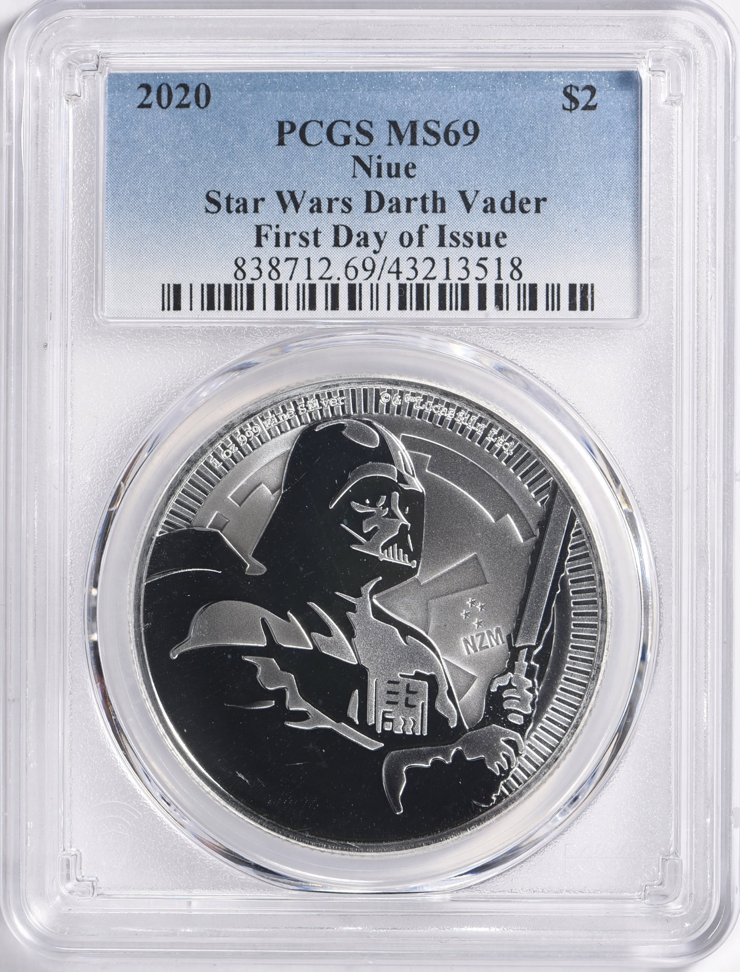 Niue 2020 $2 Silver Star Wars Darth Vader First Day of Issue PCGS