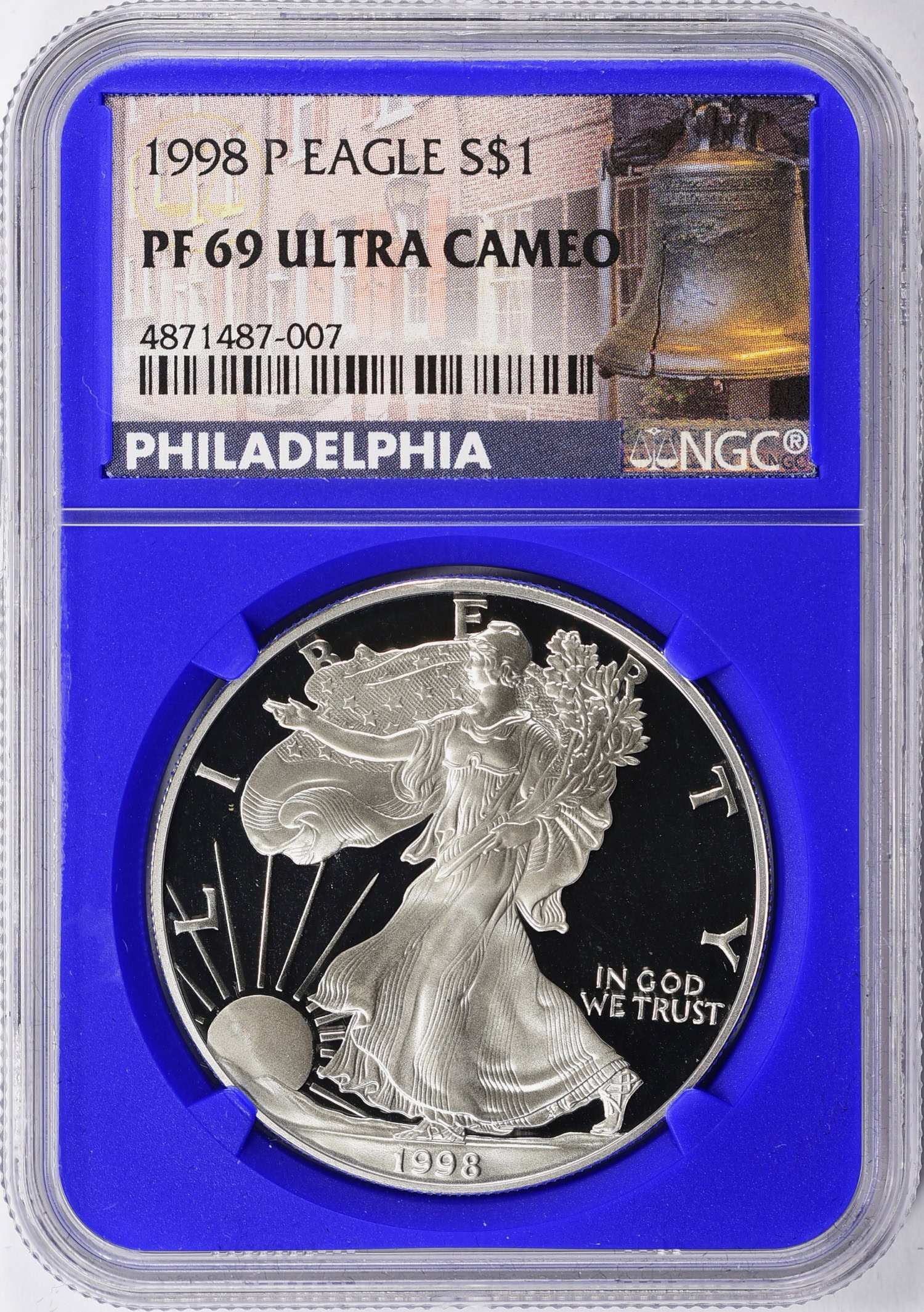 1998-P $1 Silver Eagle NGC Proof-69 UC (Blue Holder) (Item 1253159