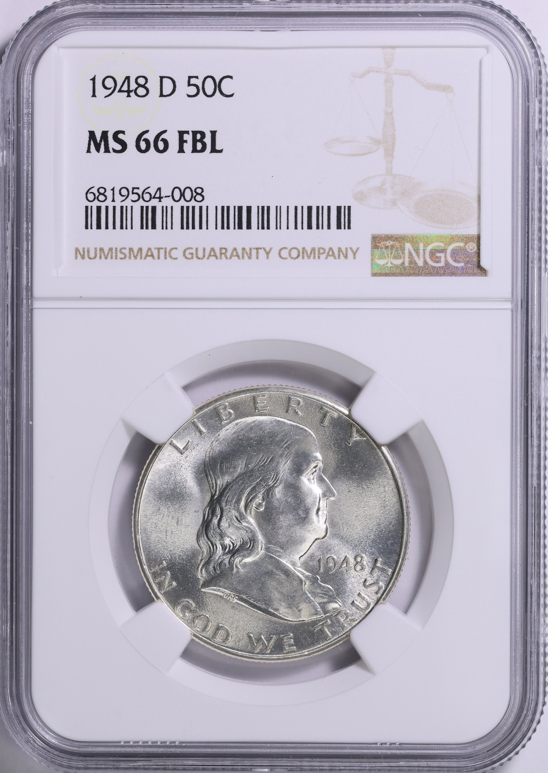 1948年 スイス 5フラン 憲法記念日 NGC MS65 鑑定枚数極少数】1948年