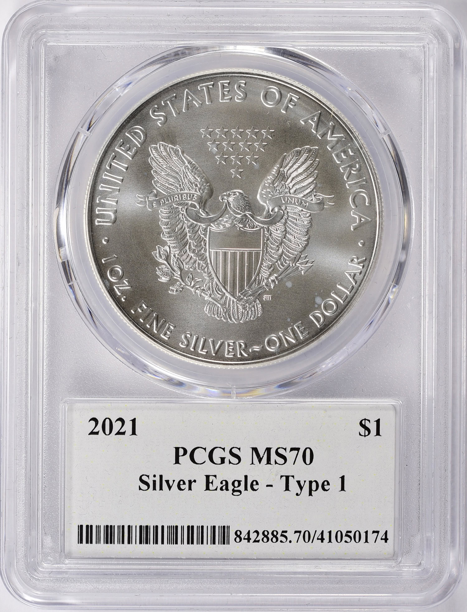 2021 $1 Silver Eagle Type 1 PCGS MS-70 (Premier Label) (Item
