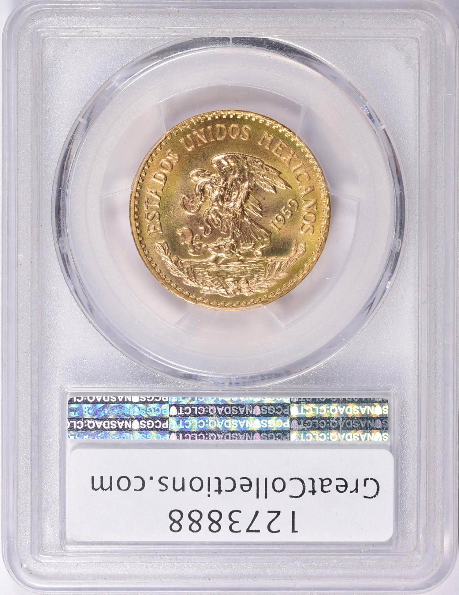 Mexico 1959 Gold 20 Pesos New Die Restrike KM-478 PCGS MS-69 (AGW