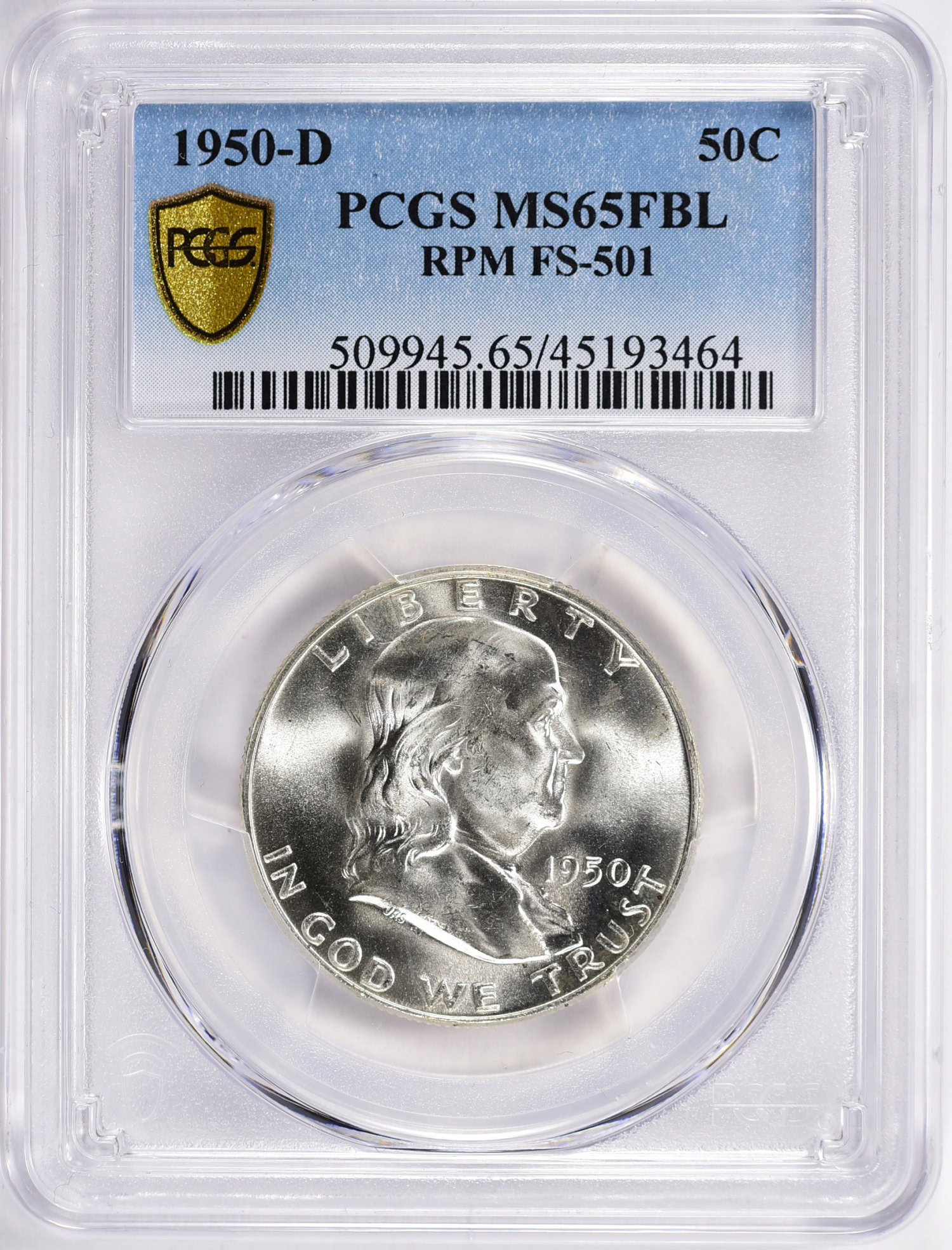 1950-D Franklin Half Dollar RPM FS-501 PCGS MS-65 FBL (Item