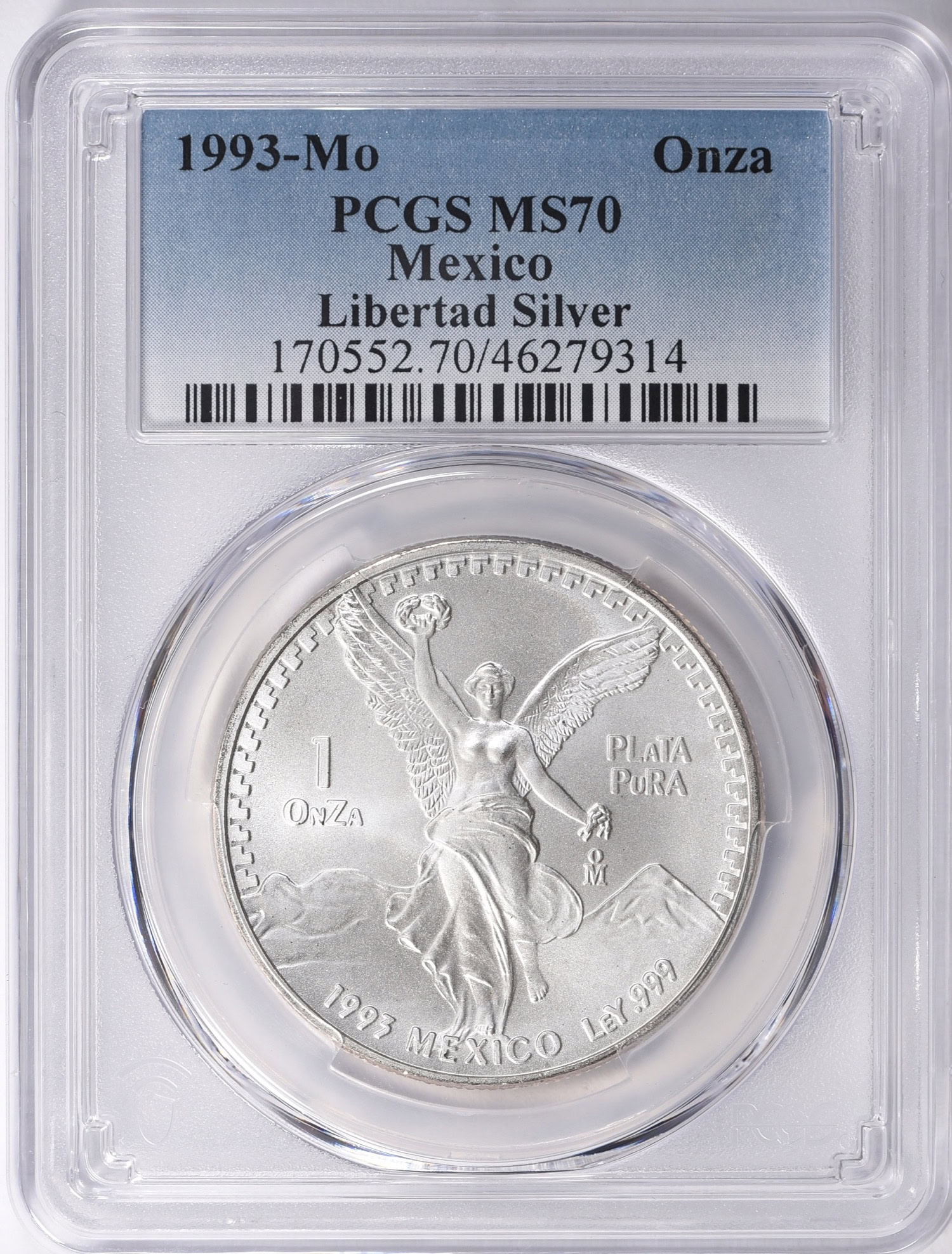 motimoti Silver White 1枚 Mexico 1993-Mo Silver 1 Onza Libertad PCGS MS-70 (Item 1282750