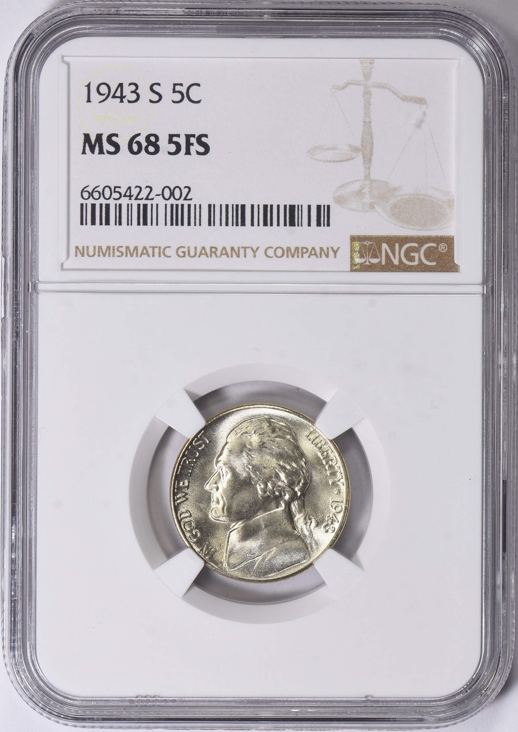 1943-S Jefferson Nickel NGC MS-68 5FS (Item 1297825) | GreatCollections ...