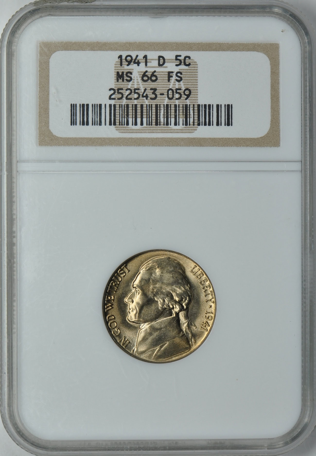 1941-D Jefferson Nickel NGC MS-66 FS (Item 130286