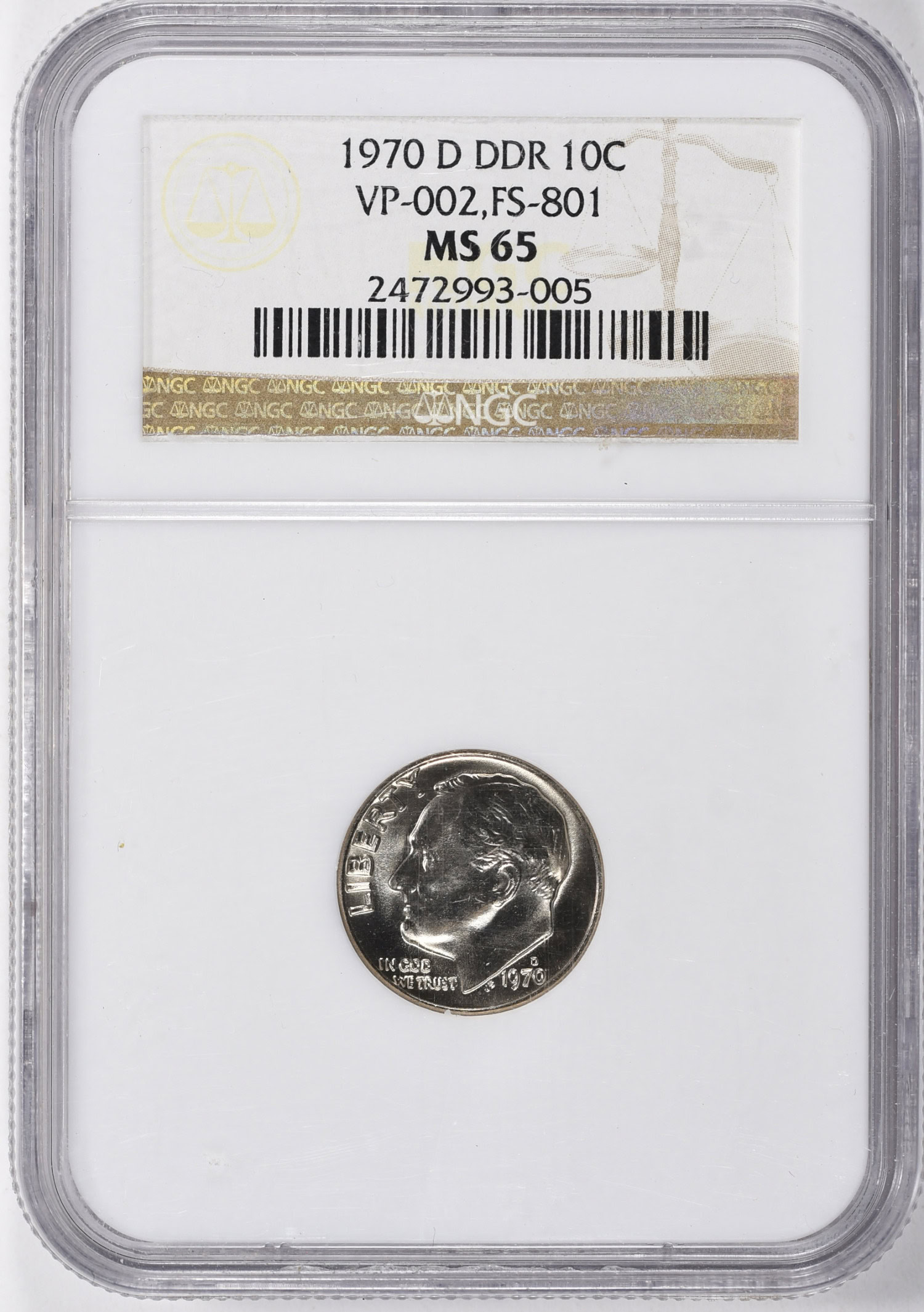 1970-D Roosevelt Dime DDR VP-002 FS-801 NGC MS-65 (Item 1314345 ...