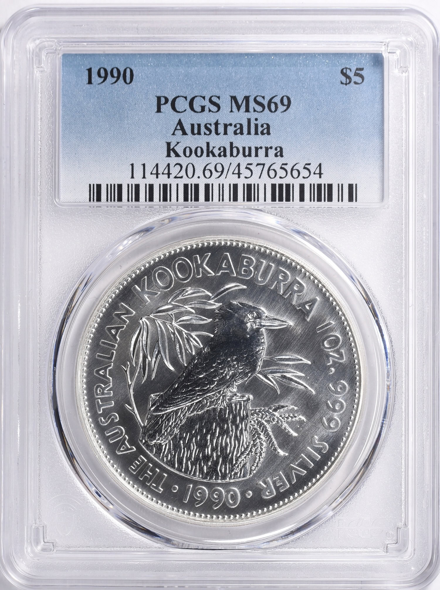 Australia 1990 Silver $5 Kookaburra KM-189 PCGS MS-69 (Item