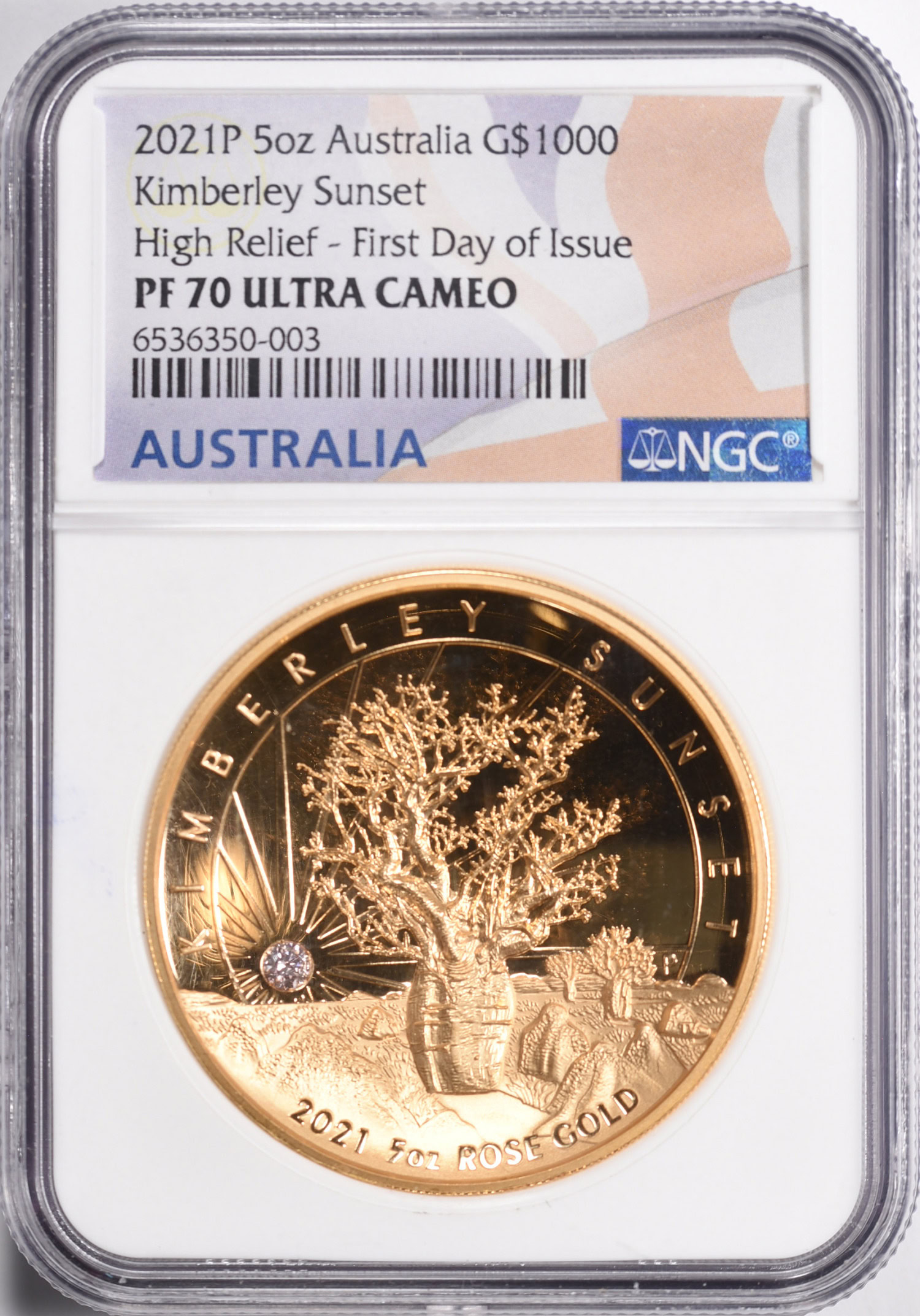 Australia 2021-P Gold $1,000 Kimberley Sunset High Relief First