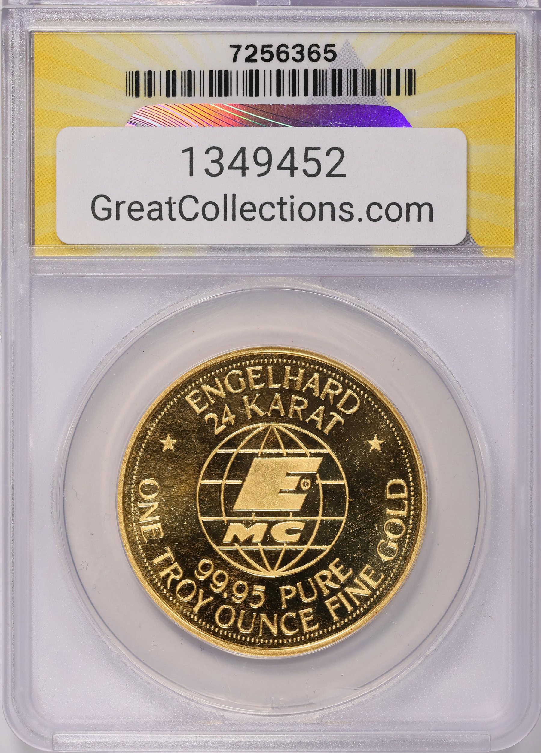 1977 1 Oz. The American Gold Prospector Engelhard Medal ANACS