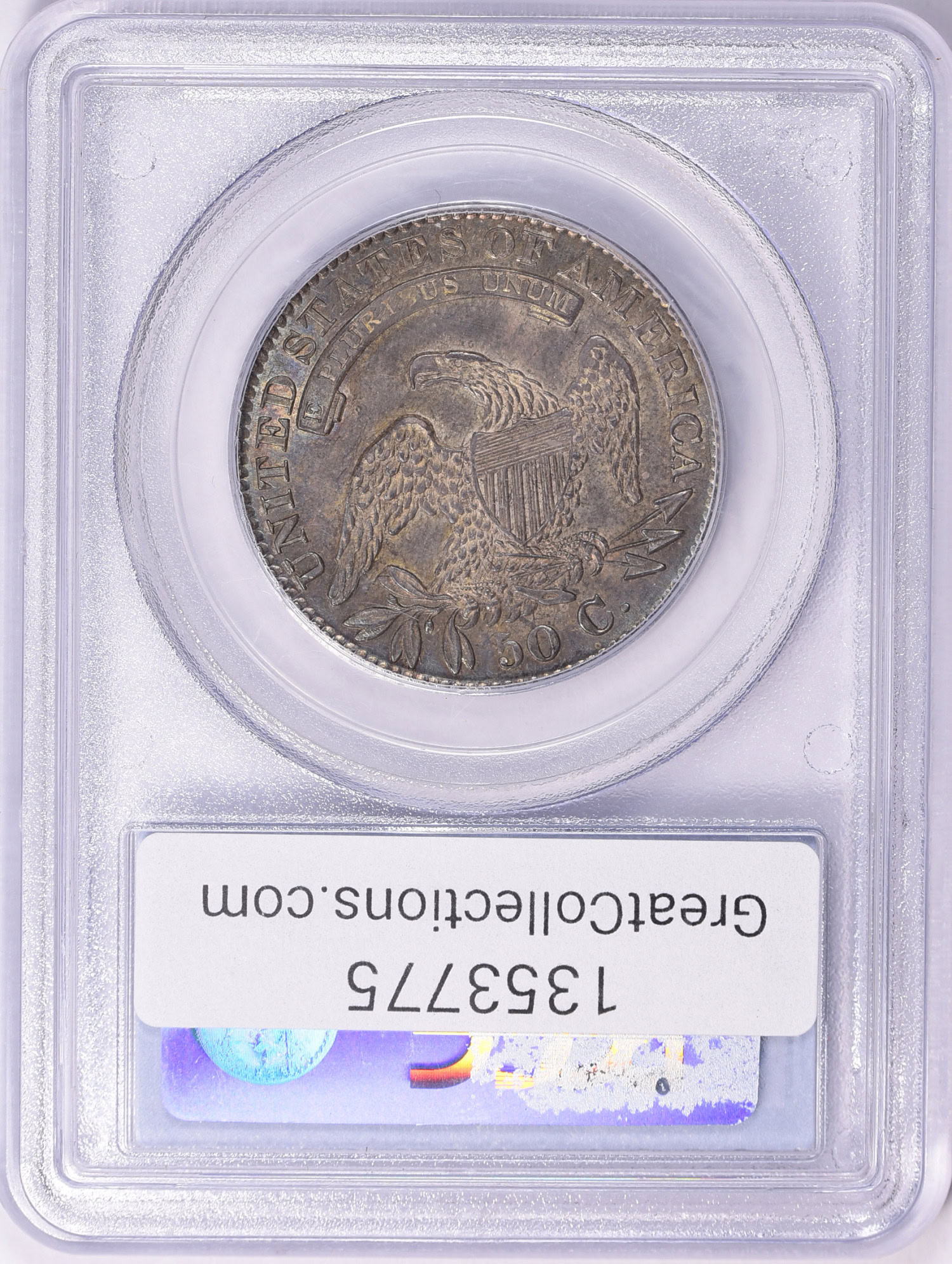 1833 Capped Bust Half Dollar PCGS AU-58 (CAC Green) (Toned) (Item