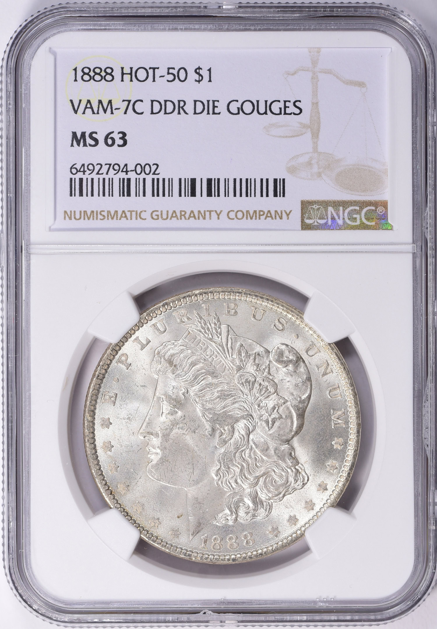 1888 Morgan Silver Dollar VAM-7C DDR Die Gouges Hot 50 NGC MS-63 (Item ...