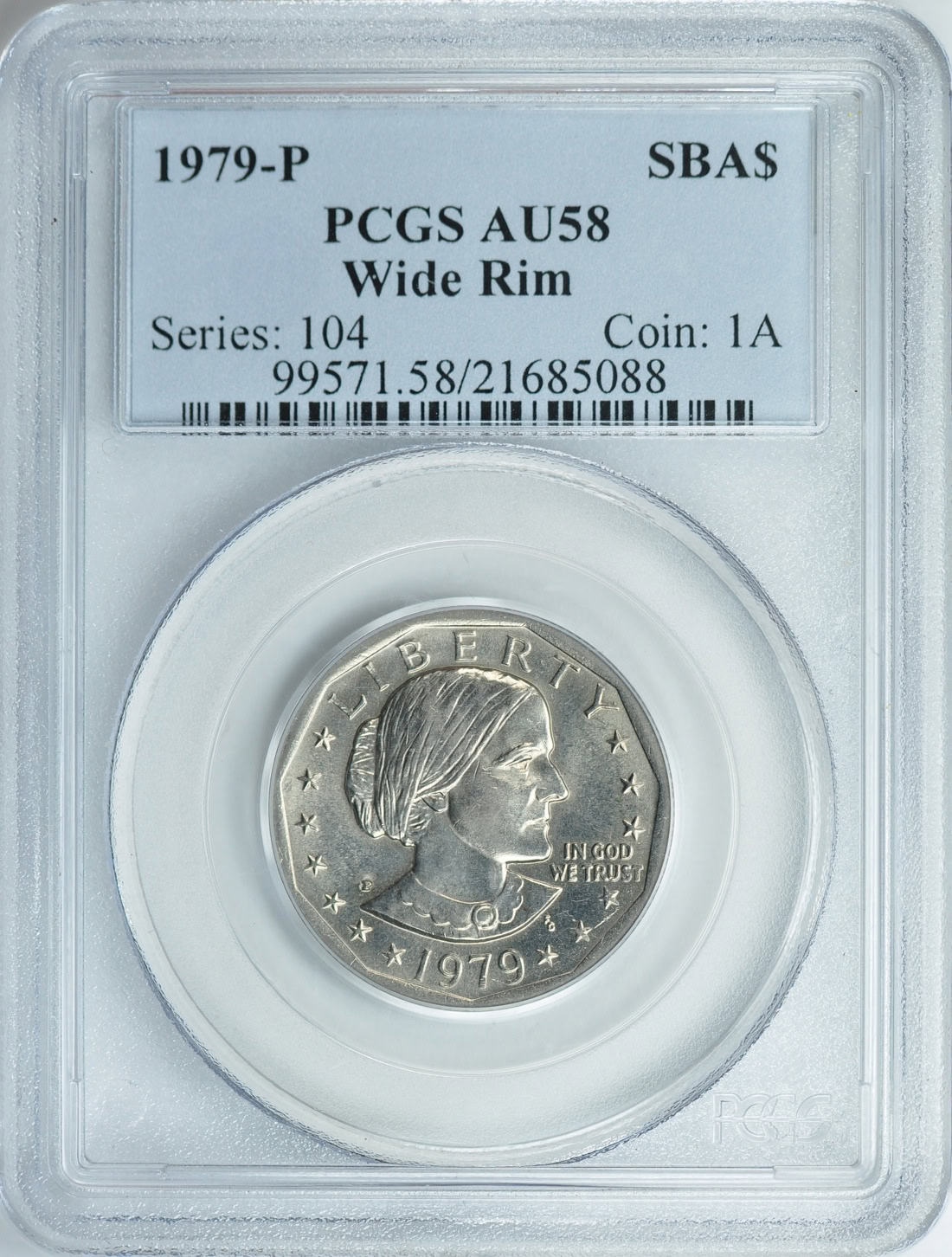 PCGS PR68DCAM トルコ 1979 500L銀貨 児童年 準最高鑑定 1979-P Susan B. Anthony Dollar Wide Rim PCGS AU-58 (Item 13583