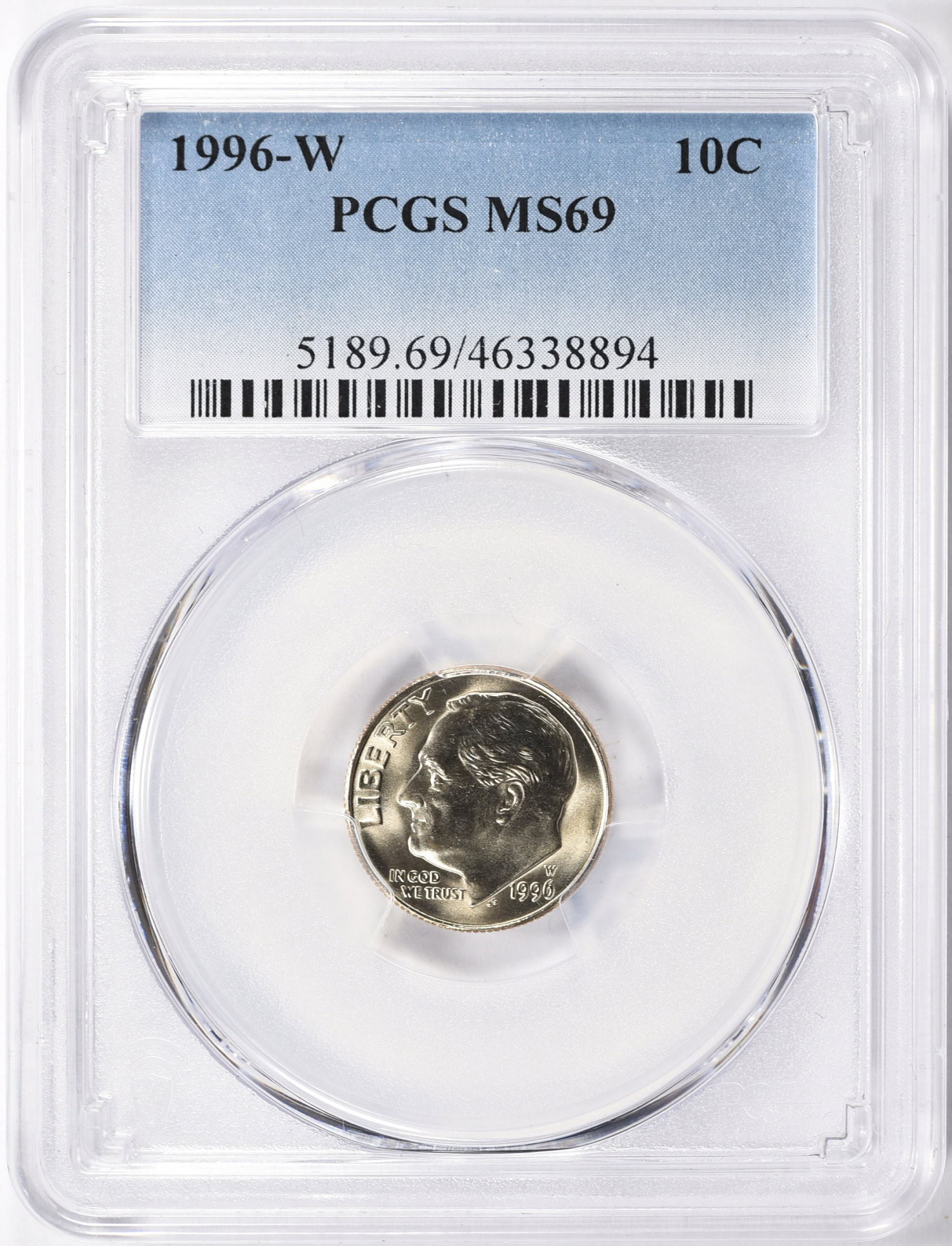 1996-W Roosevelt Dime PCGS MS-69 (Item 1363464) | GreatCollections