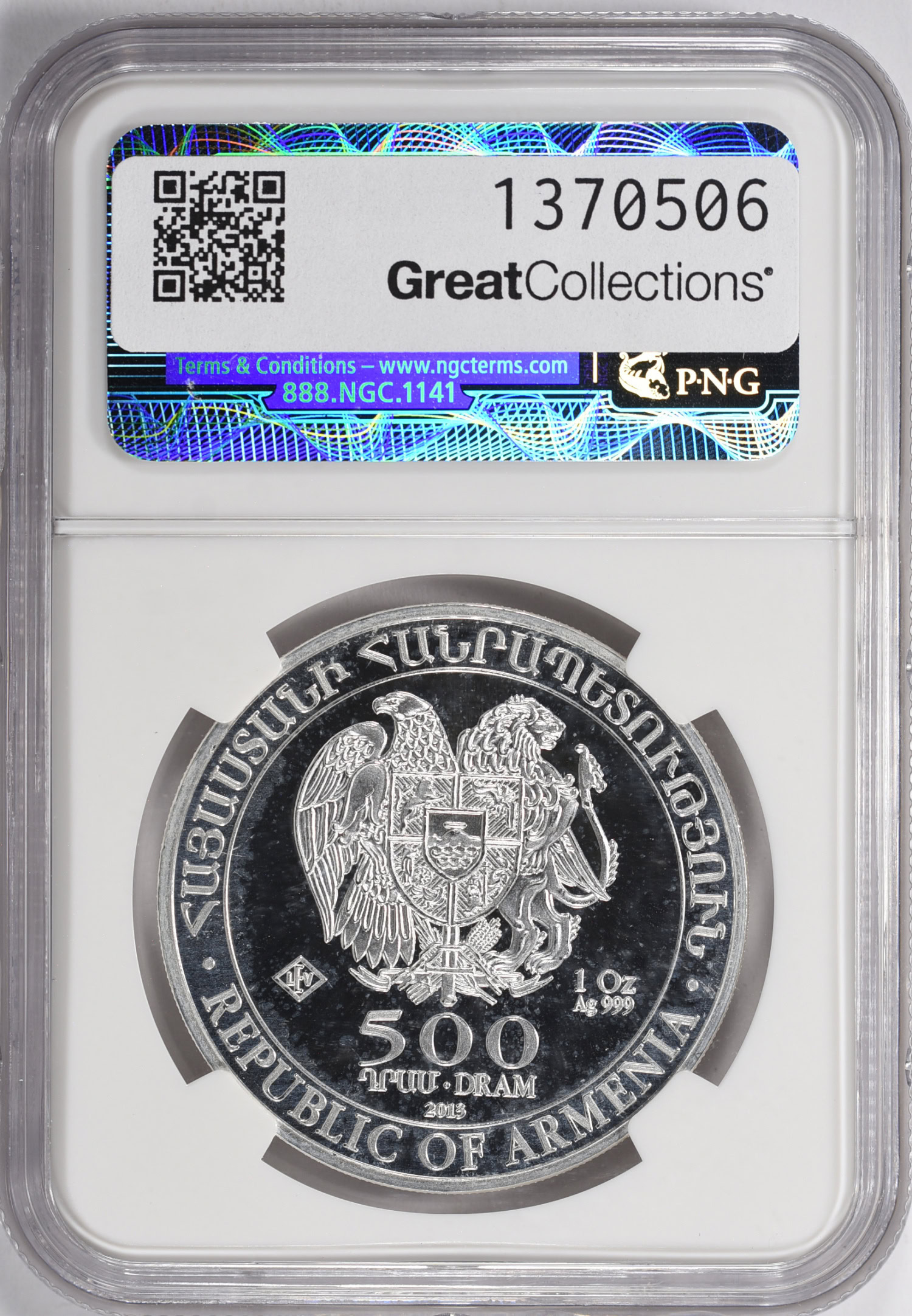 Armenia 2013 Silver 500 Dinars Noah's Ark Early Releases NGC MS-70
