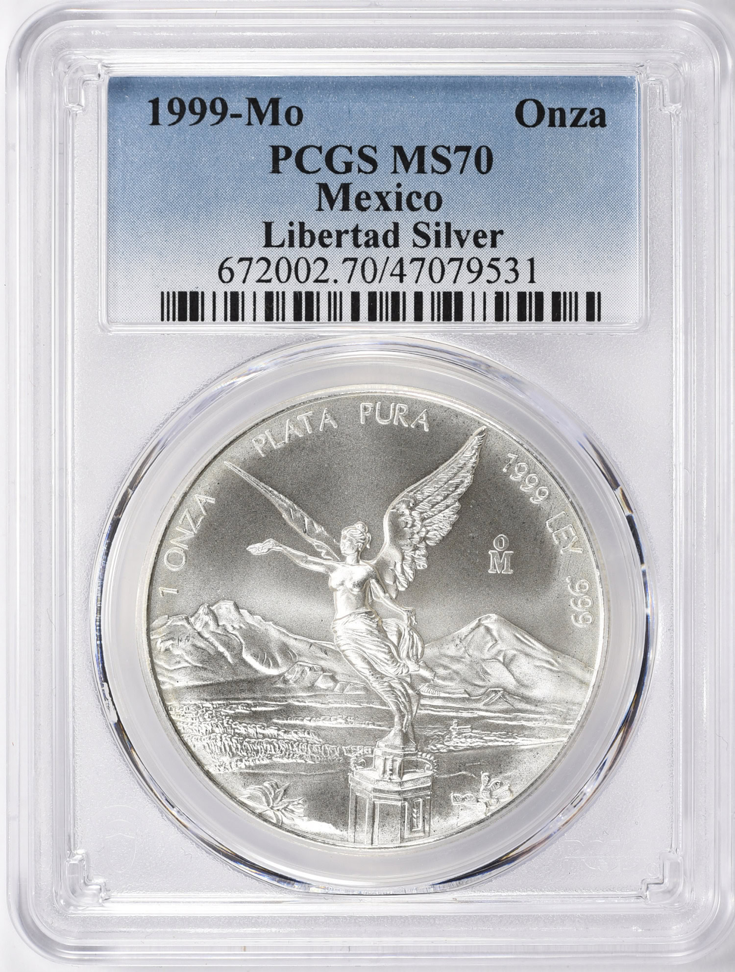 Mexico 1999-Mo Silver Onza Libertad KM-613 PCGS MS-70 (Item