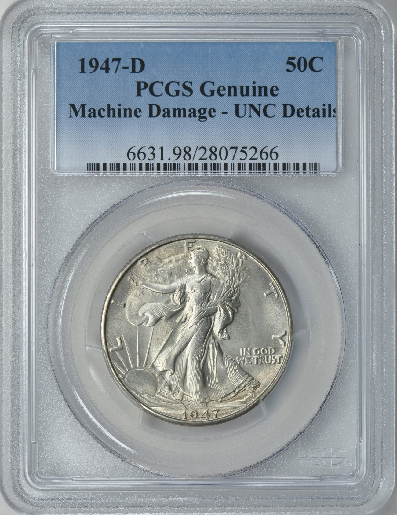 1947-D Walking Liberty Half Dollar PCGS Genuine Unc Details (Item