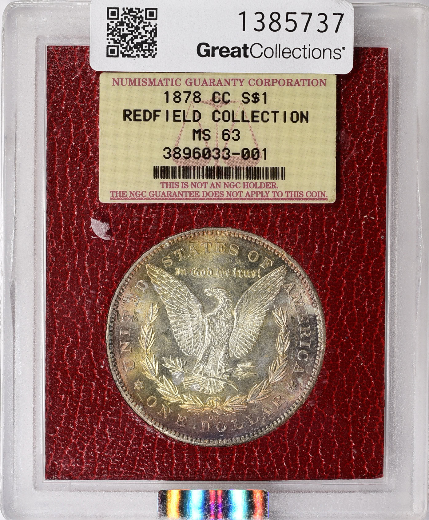 1878-CC Morgan Silver Dollar NGC MS-63 (Redfield Collection