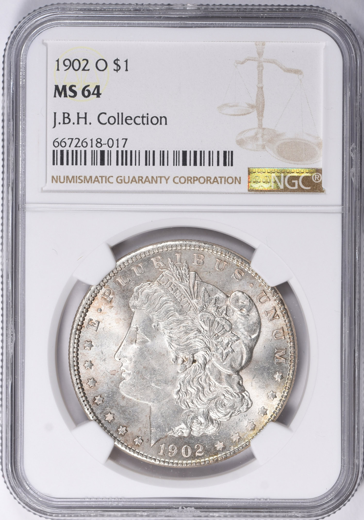 1902-O Morgan Silver Dollar NGC MS-64 (J.B.H. Collection) (Item