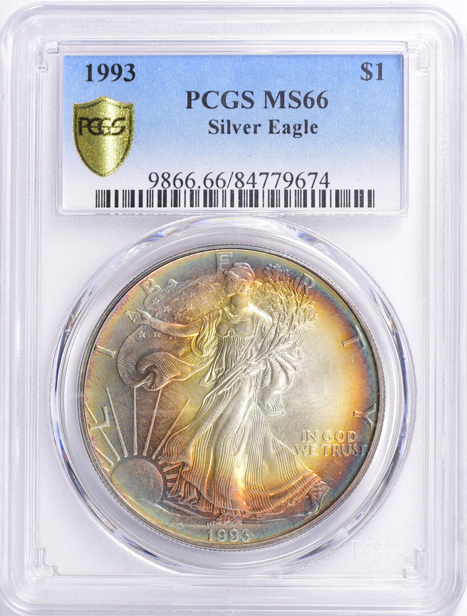 1993 $1 Silver Eagle PCGS MS-66 (Toned) (Item 1401004