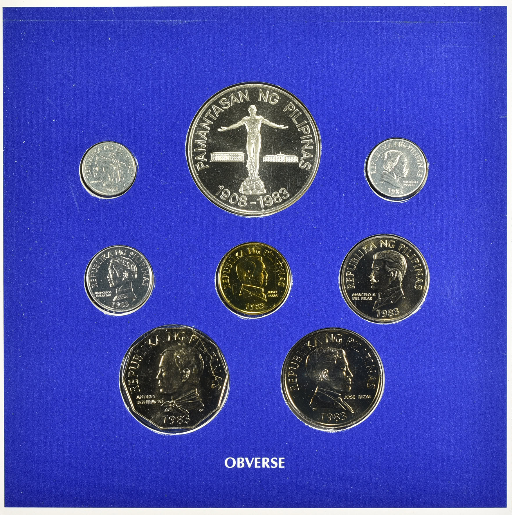 Philippines 1983 Sentimo to 100 Piso BU Mint Set Uncertified in Card of ...