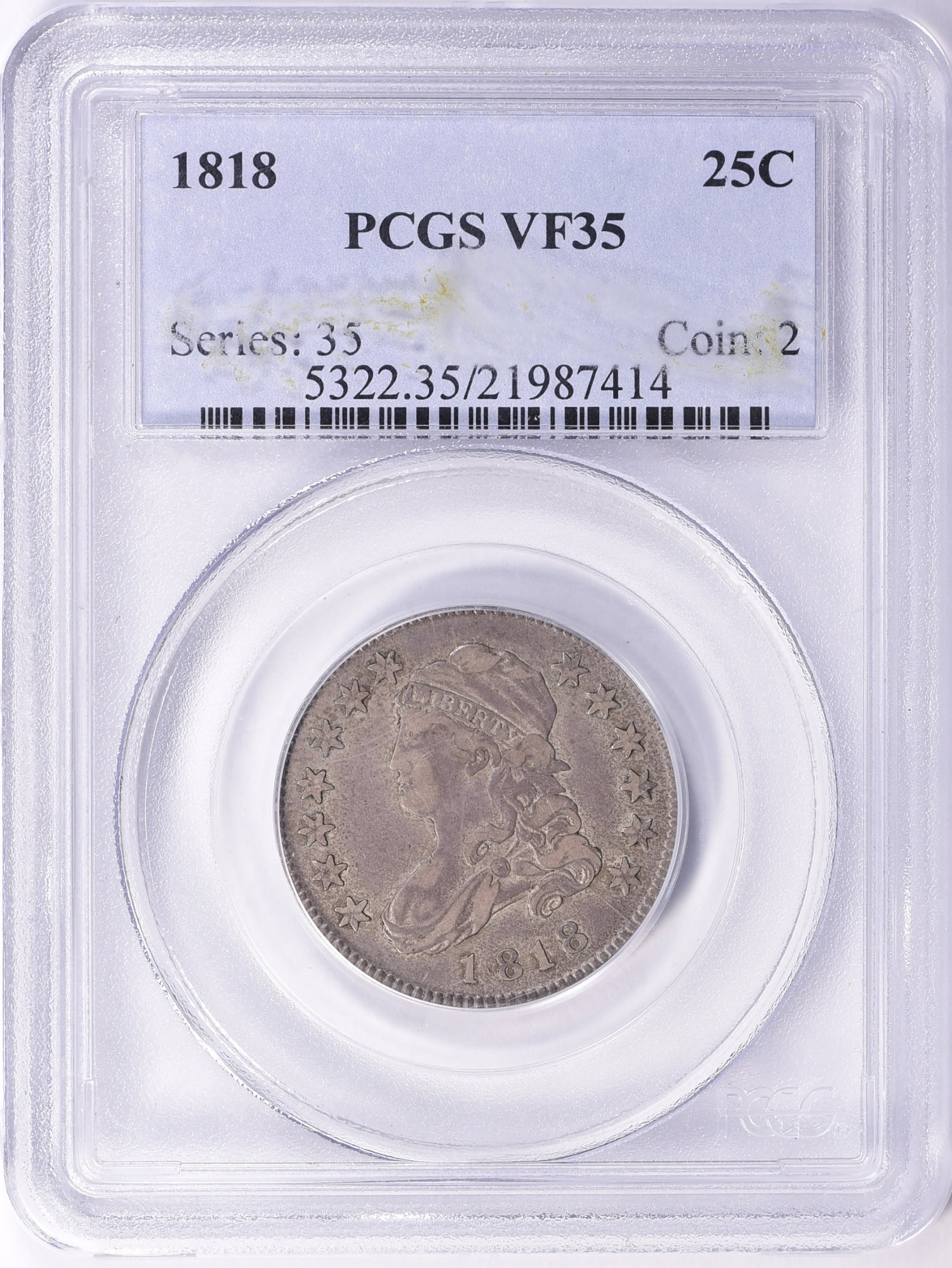 1818 Capped Bust Quarter PCGS VF-35 (Item 1407911) | GreatCollections ...