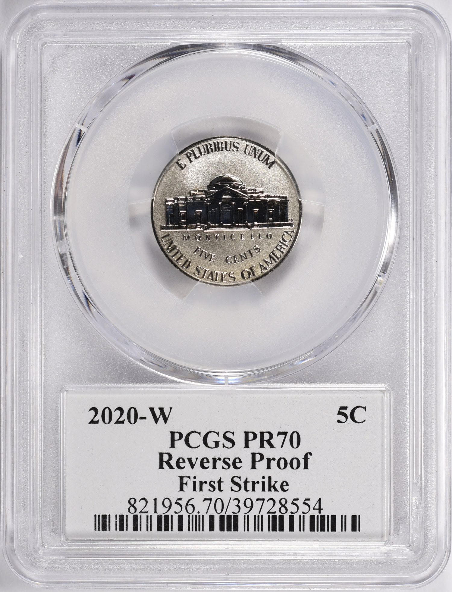 2020-W Jefferson Nickel Reverse Proof First Strike PCGS Proof-70