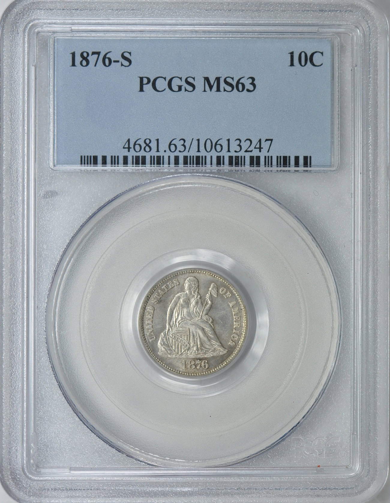 1876-S Seated Liberty Dime PCGS MS-63 (Item 144047