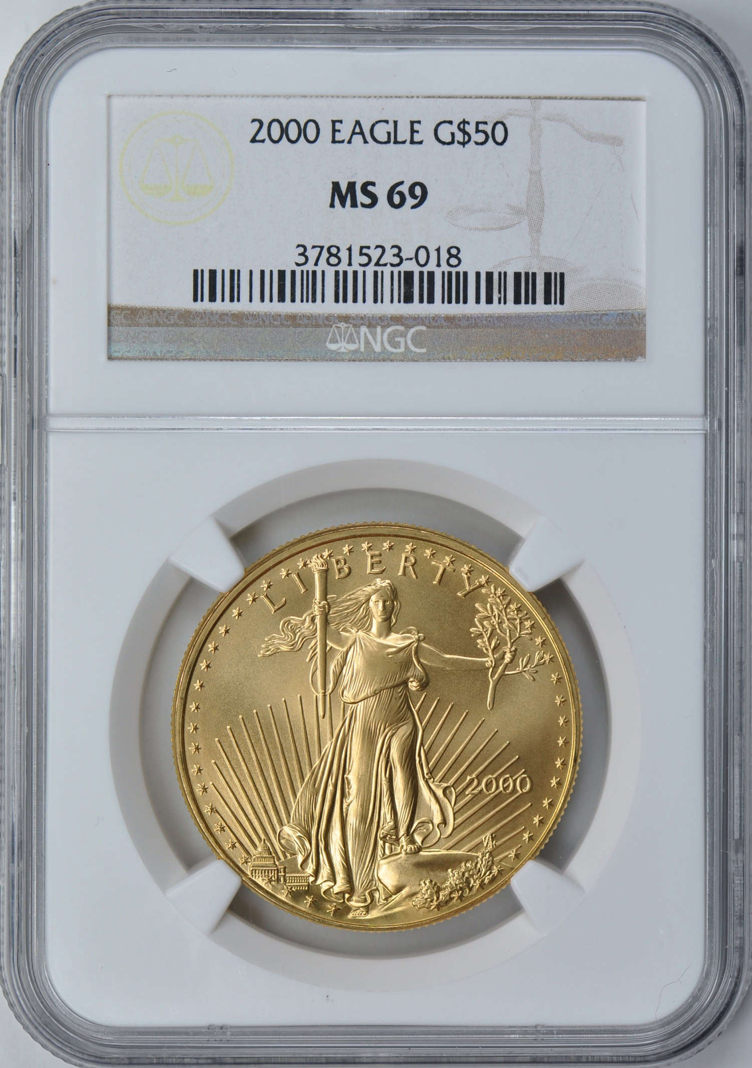 2000 $50 One-Ounce Gold American Eagle NGC MS-69 (Item 144150