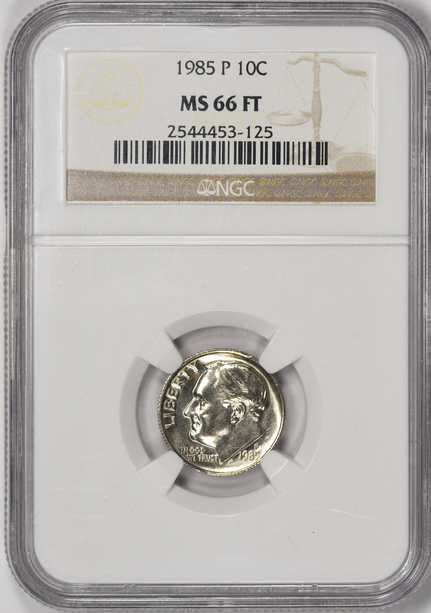 1985-P Roosevelt Dime NGC MS-66 FT (Item 1441557