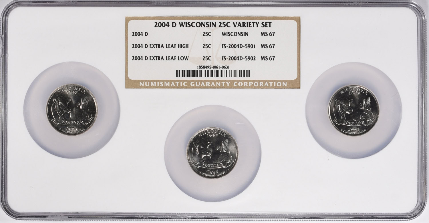 2004-D State Quarter Wisconsin, Extra Leaf High, Extra Low Leaf 2004-D State Quarter Wisconsin, Extra Leaf High, Extra Low Leaf