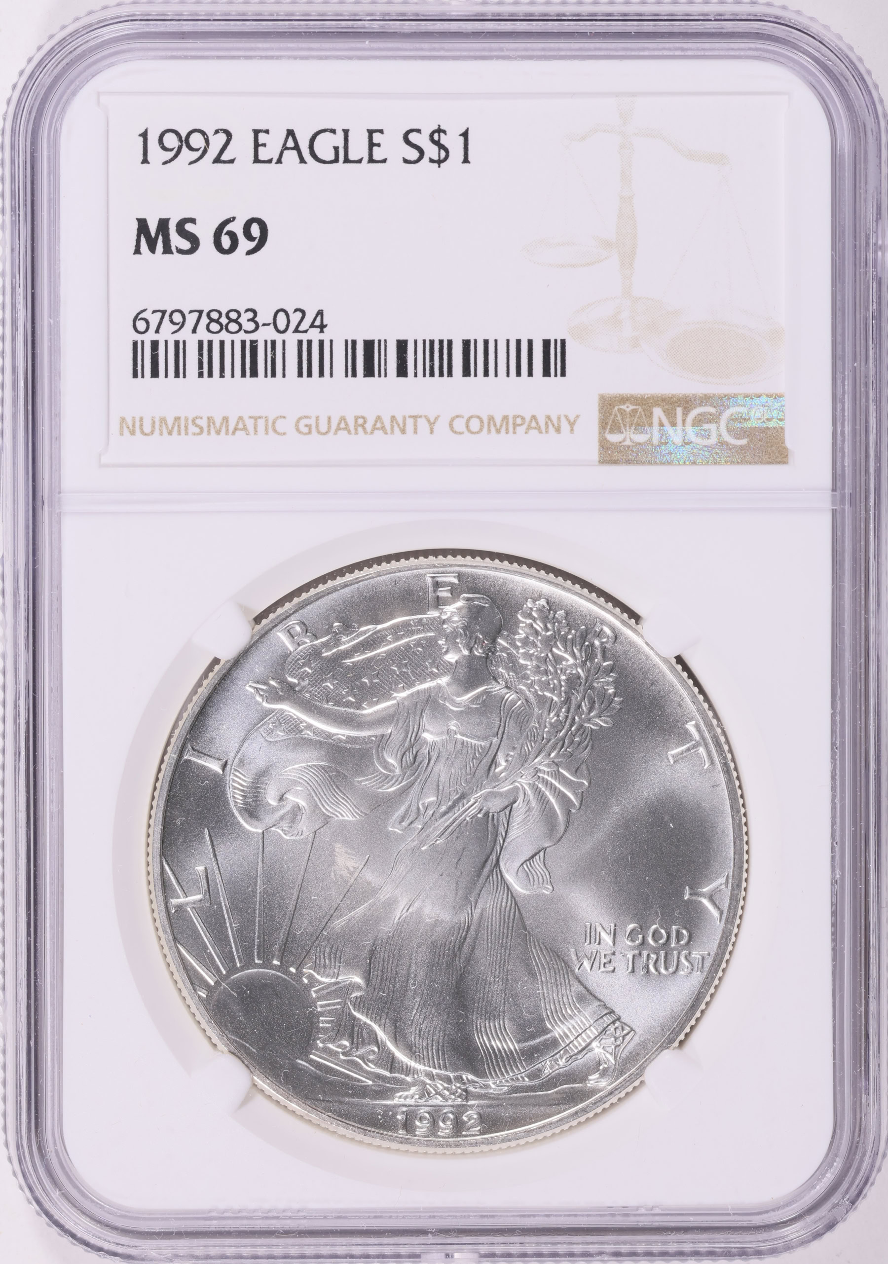 【銀高騰】1992年 イーグル銀貨 8枚セット NGC MS69 高級ケース 1992 $1 Silver Eagle NGC MS-69 (Item 1447257) | GreatCollections