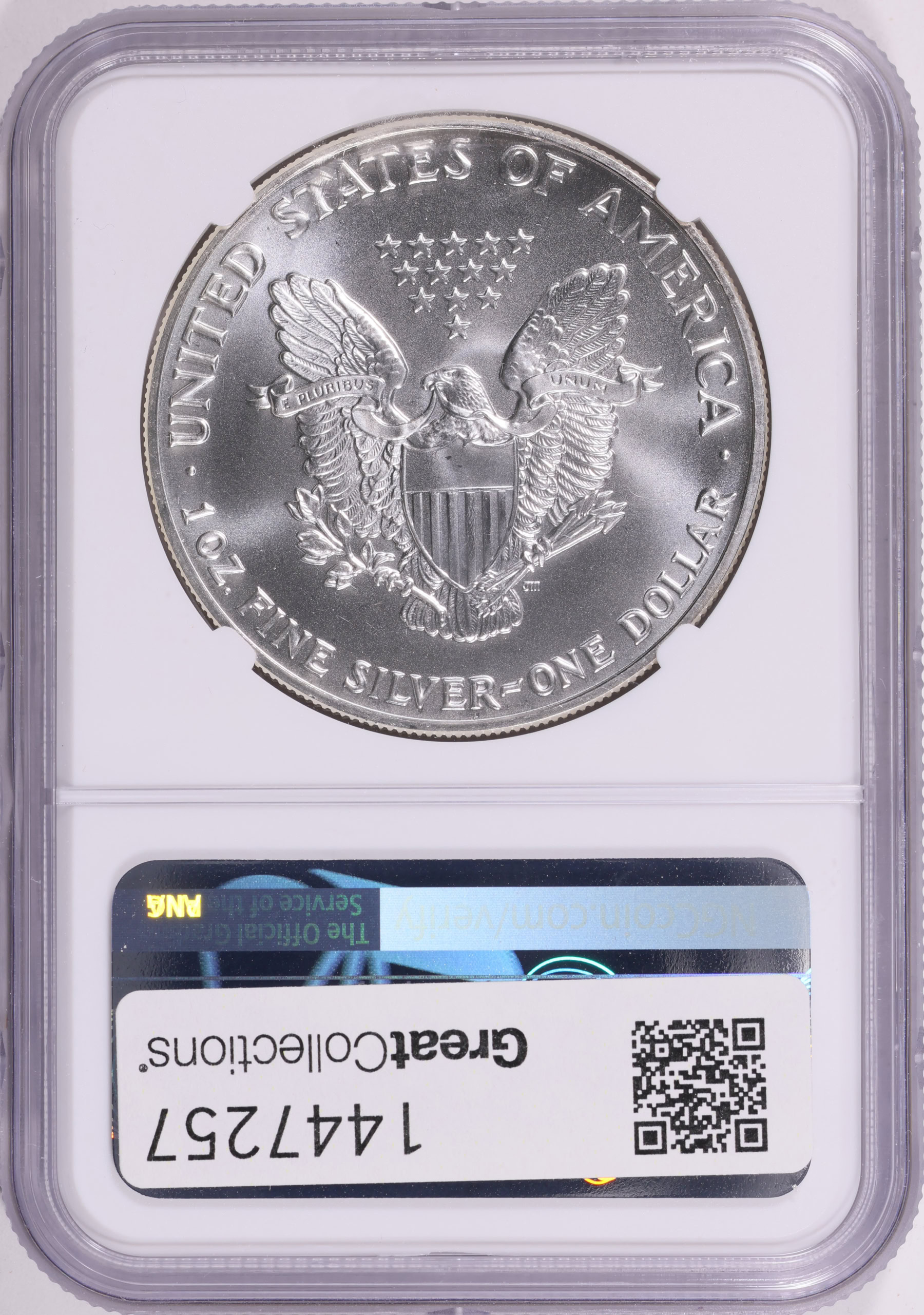 1992 $1 Silver Eagle NGC MS-69 (Item 1447257) | GreatCollections