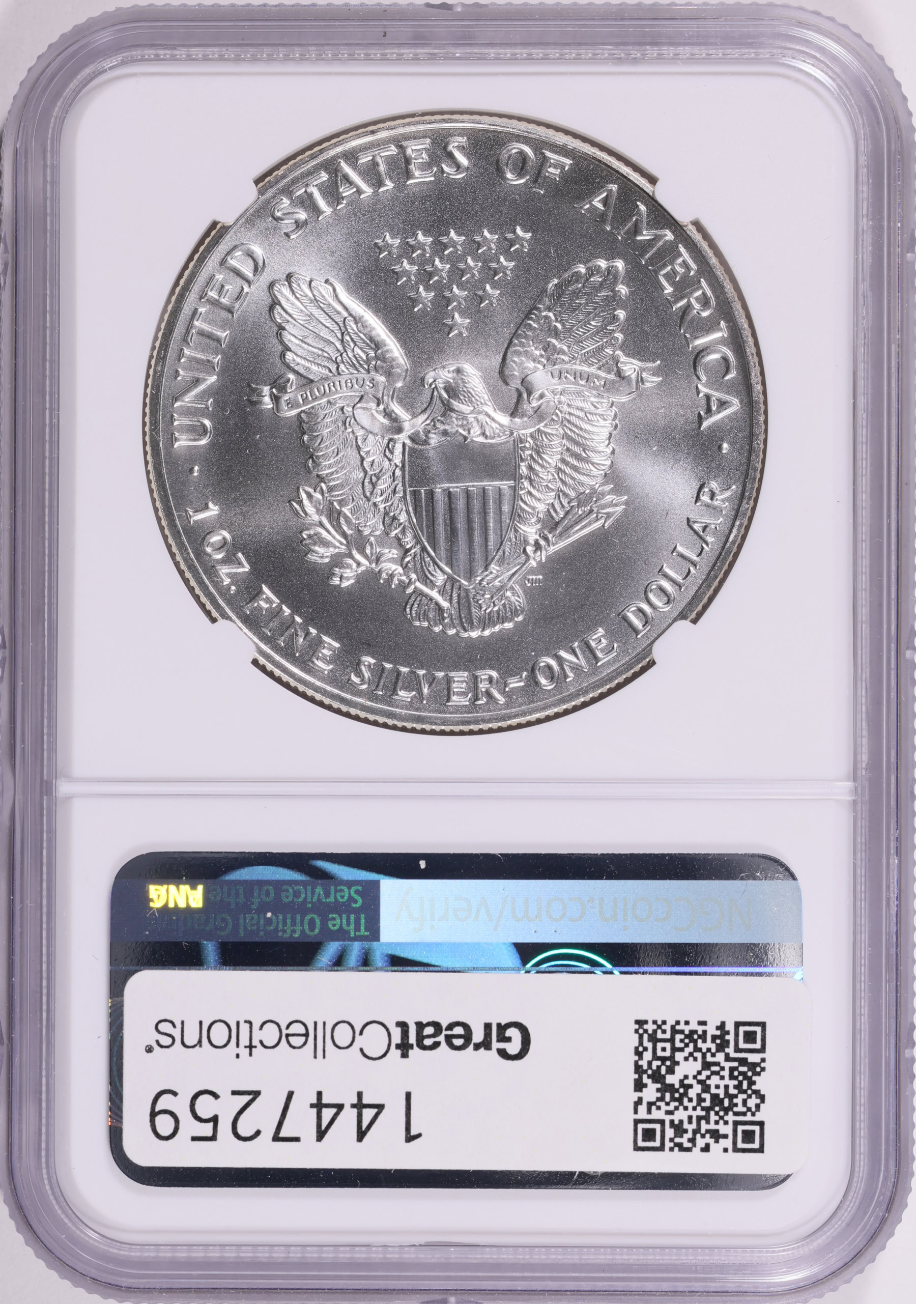 1992 $1 Silver Eagle NGC MS-69 (Item 1447259) | GreatCollections