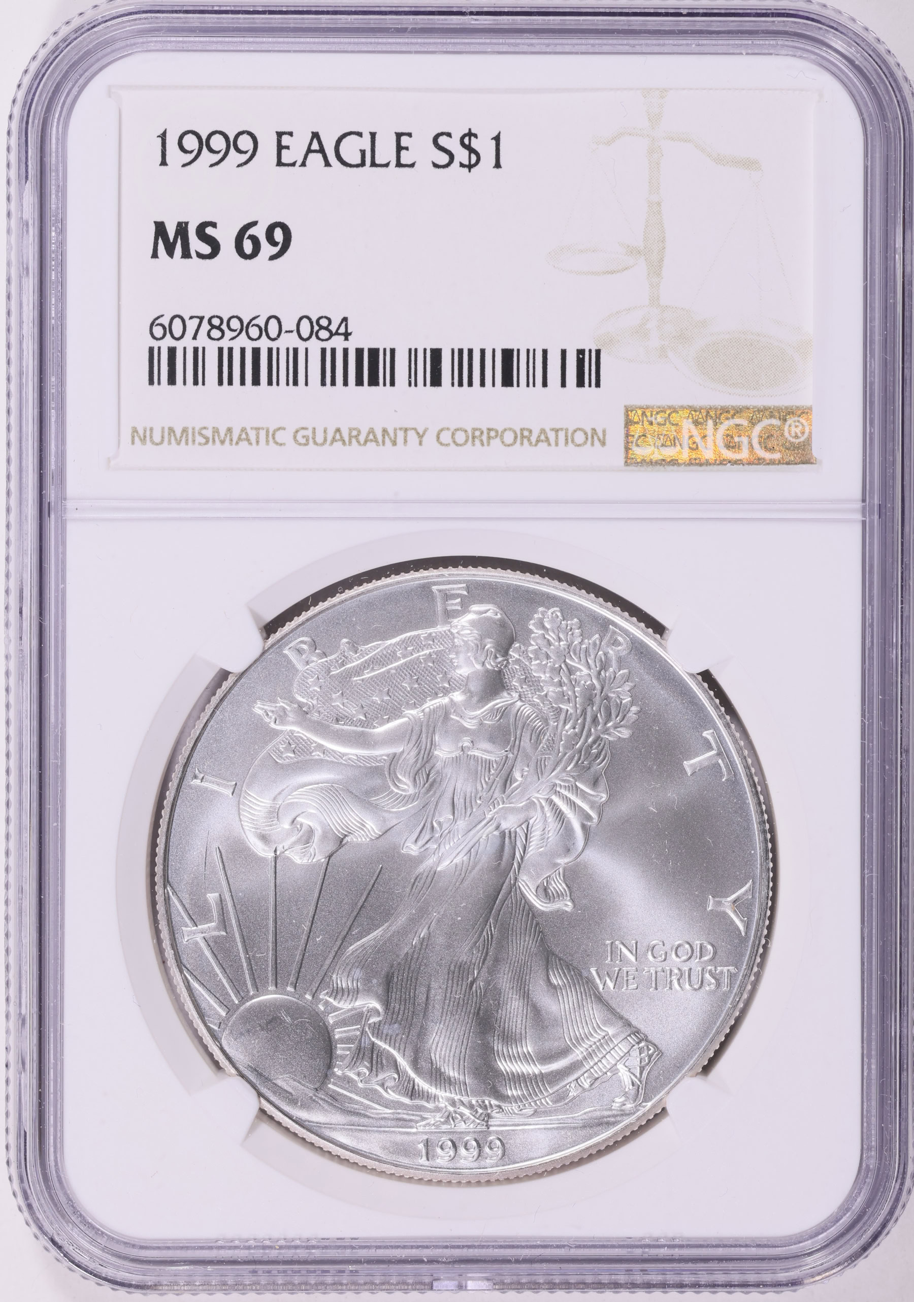 1999 $1 Silver Eagle NGC MS-69 (Item 1447396) | GreatCollections