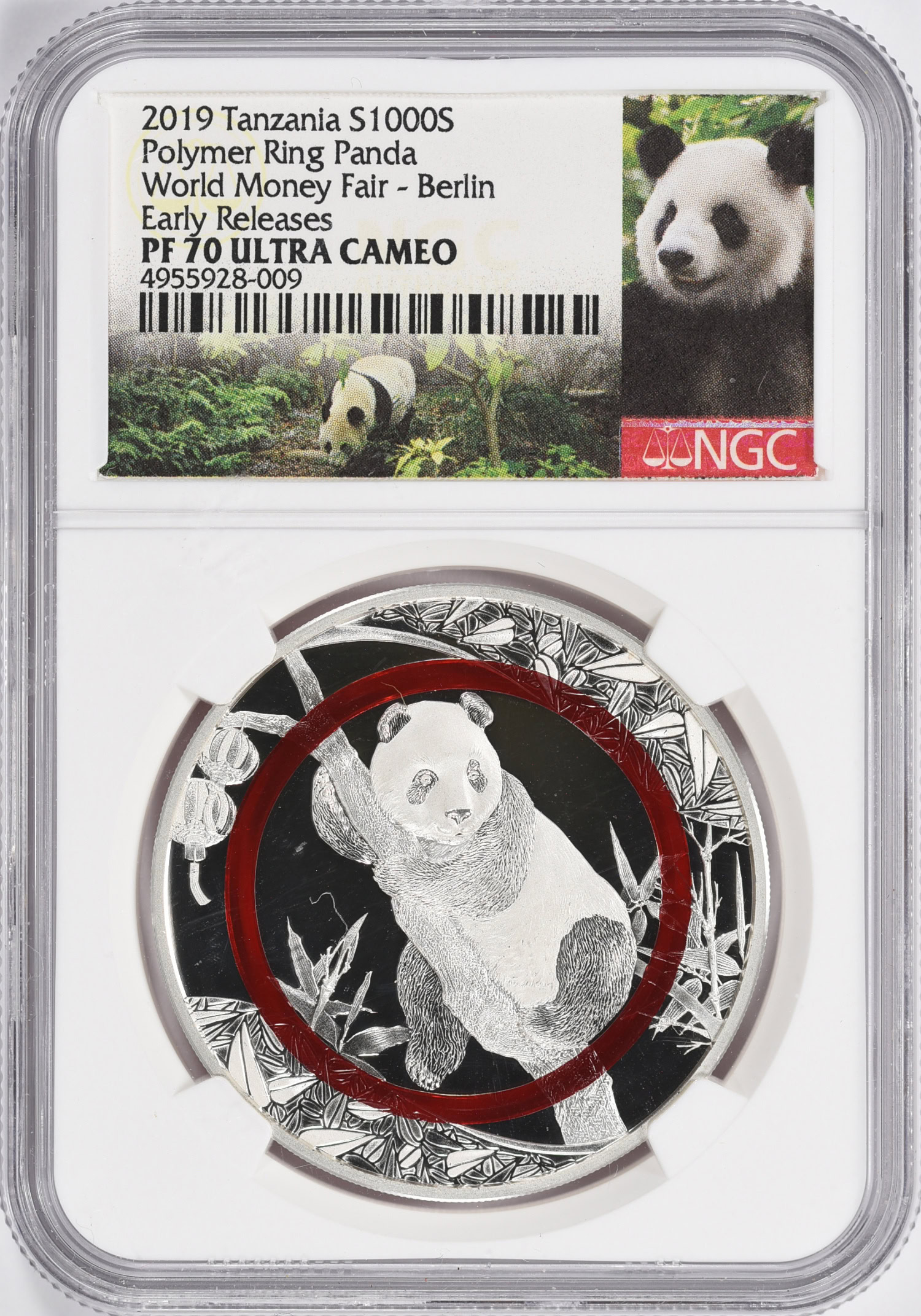 Tanzania 2019 Silver 1,000 Shillings Polymer Ring Panda Berlin