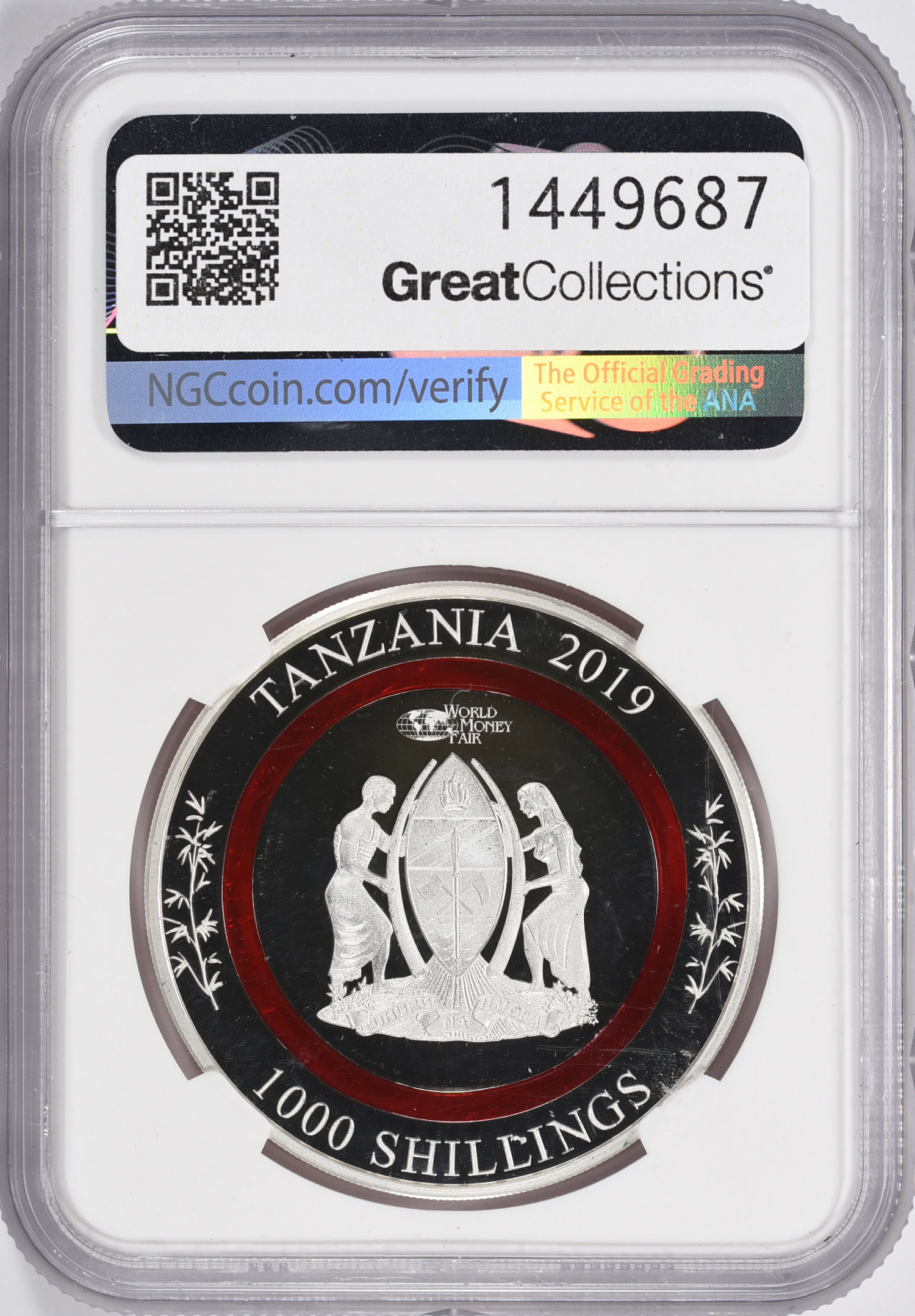 Tanzania 2019 Silver 1,000 Shillings Polymer Ring Panda Berlin
