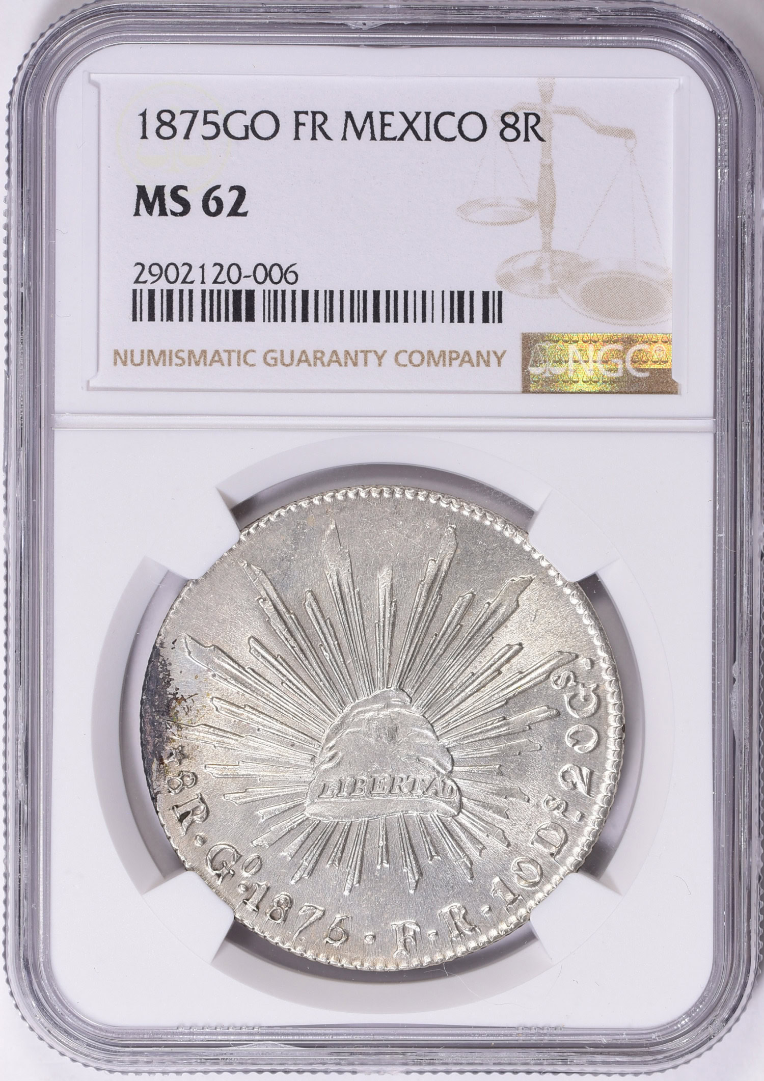 Mexico 1875-Go FR Silver 8 Reales KM-377.8 NGC MS-62 (Item 1452732