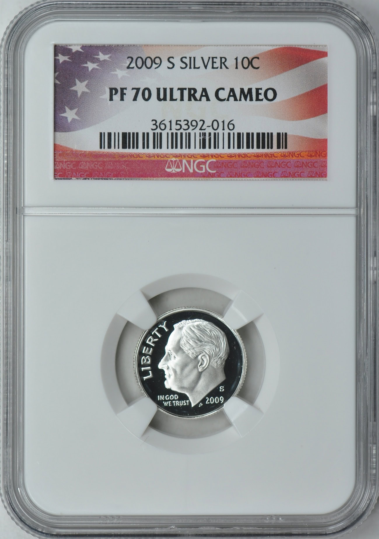 2009-S Roosevelt Dime Silver NGC Proof-70 UC (Flag Label) (Item 145356 ...