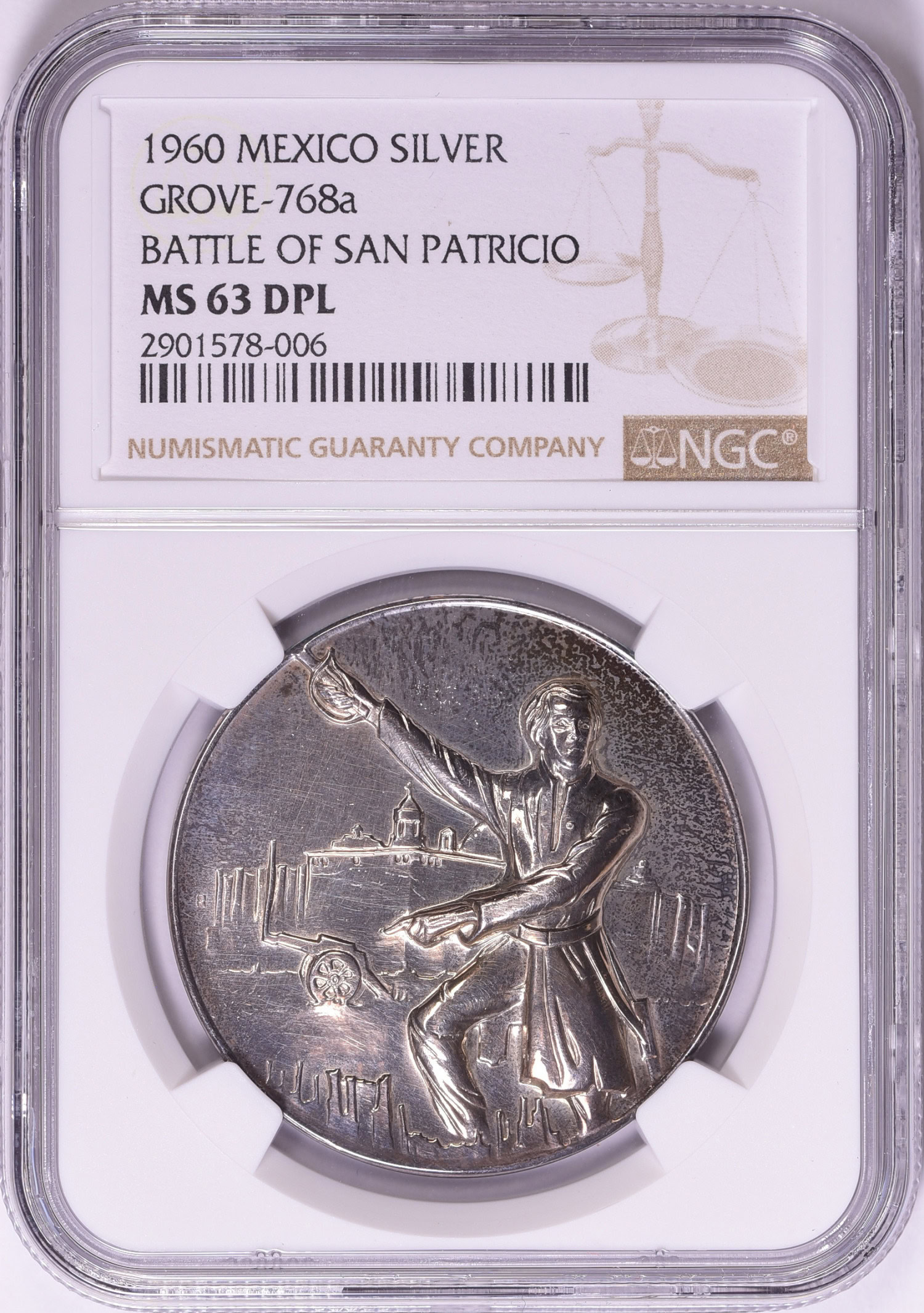 Mexico 1960 Silver 38mm St. Patrick's Battalion Medal Grove-768a