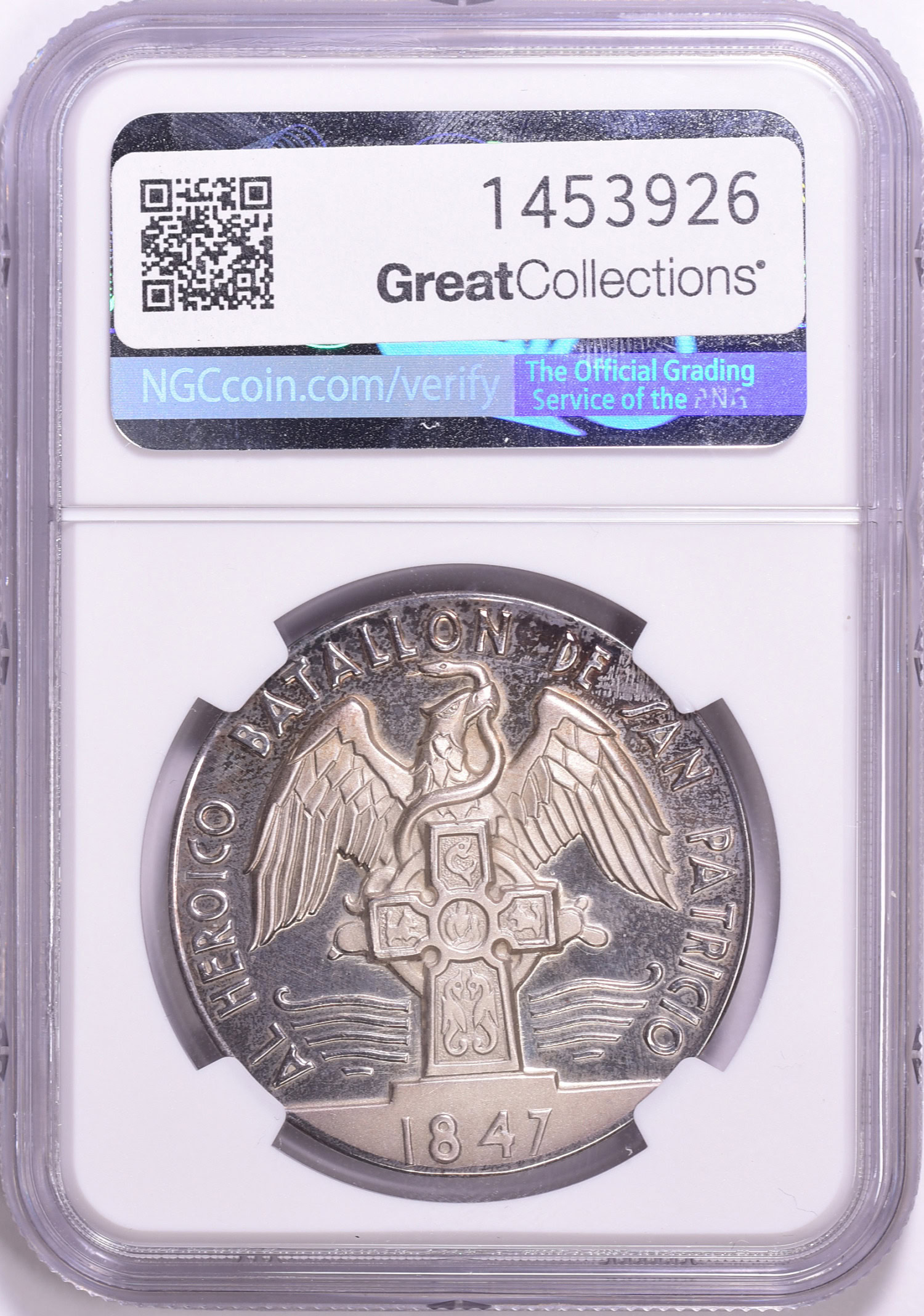 Mexico 1960 Silver 38mm St. Patrick's Battalion Medal Grove-768a