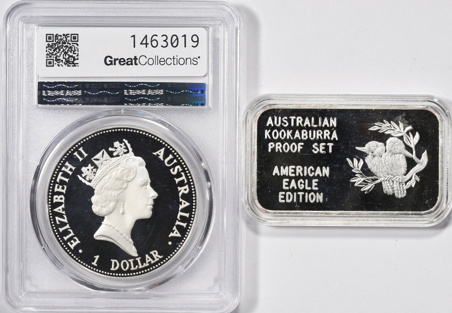 Australia 1993 Silver Dollar Kookaburra American Eagle Privy KM