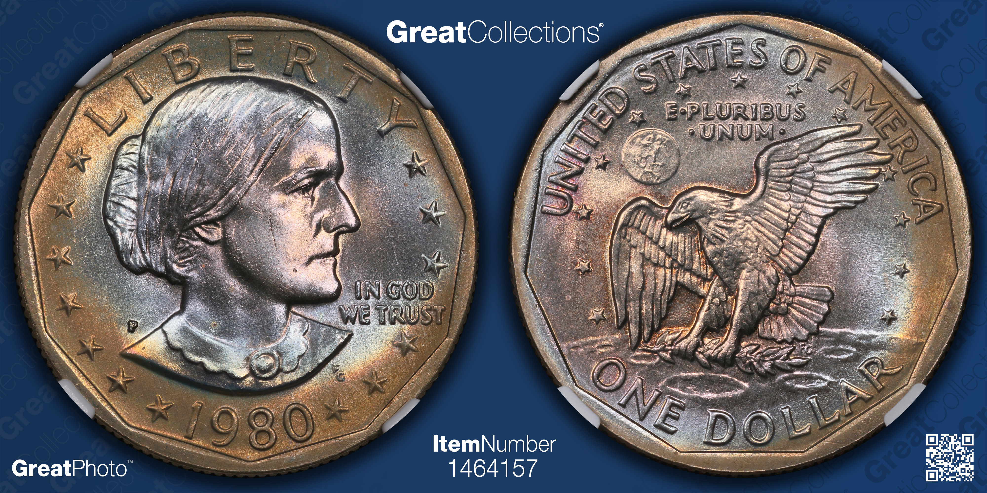1980-P Susan B. Anthony Dollar NGC MS-67 (Toned) (Item 1464157