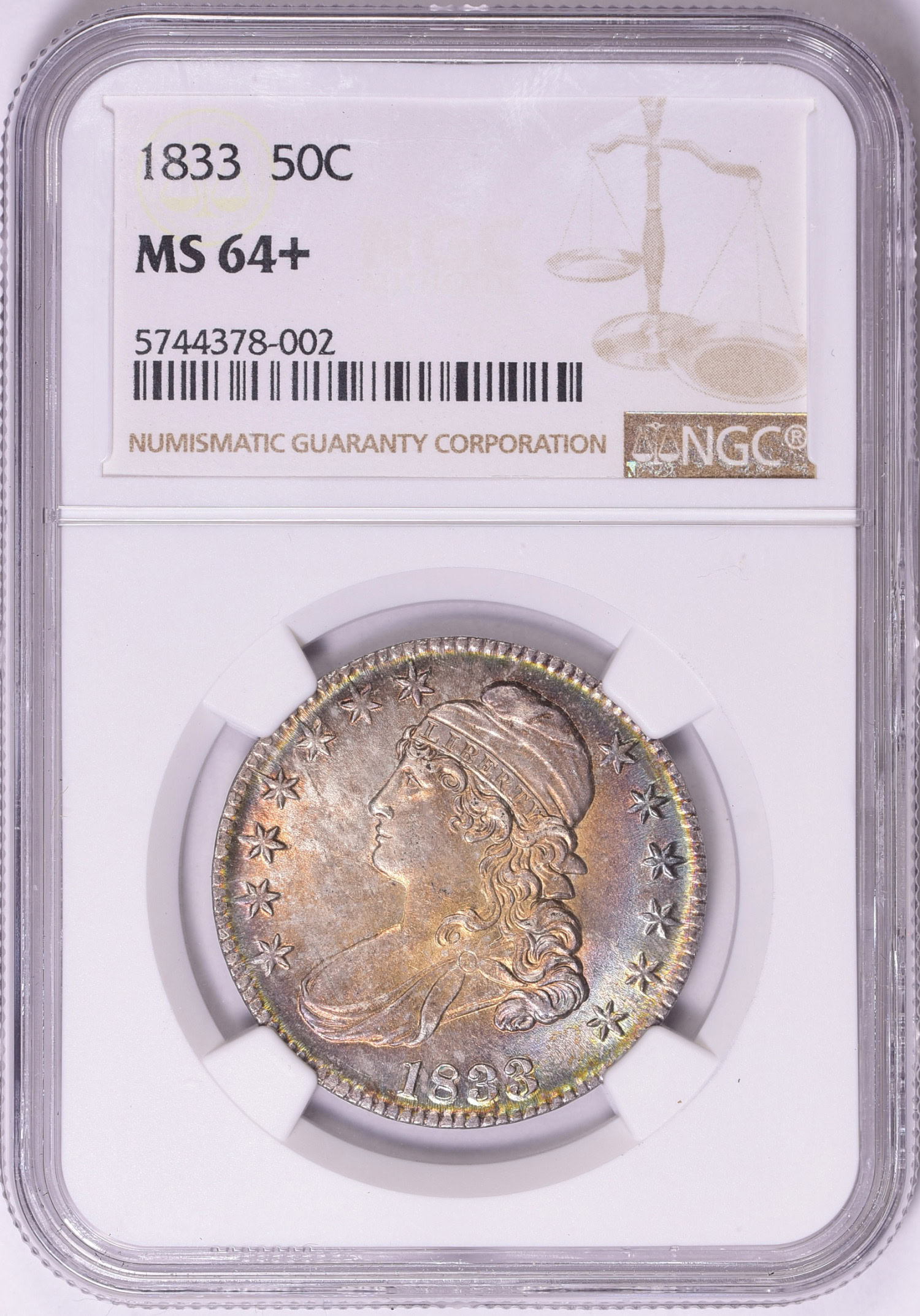 1833 Capped Bust Half Dollar NGC MS-64+ (Toned) (Item 1468658 