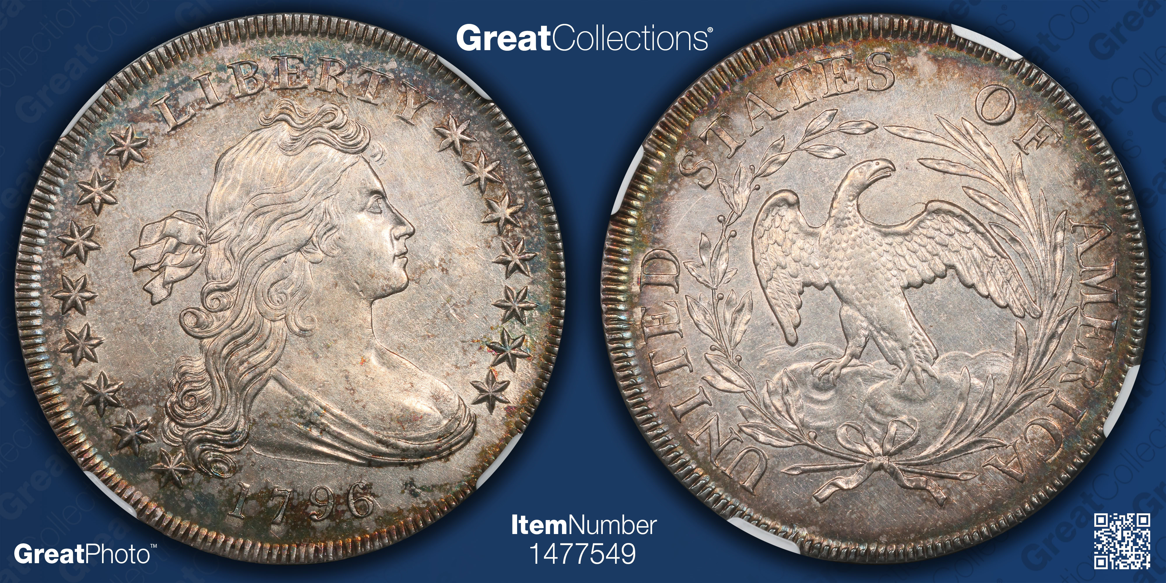 1796 Draped Bust Silver Dollar Small Date, Large Letters BB-61 B-4
