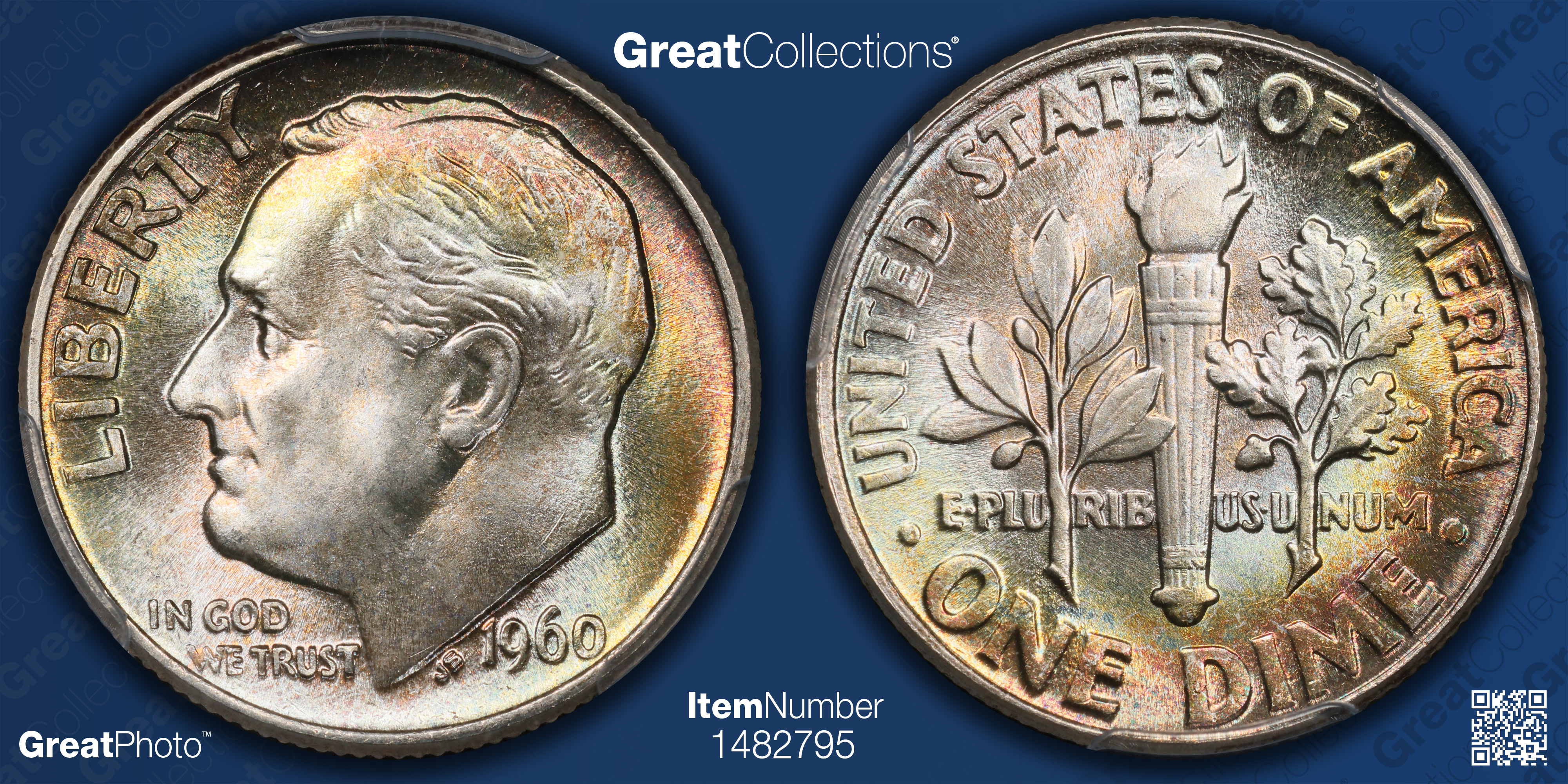 1960 Roosevelt Dime PCGS MS-67+ (Toned) (Item 1482795