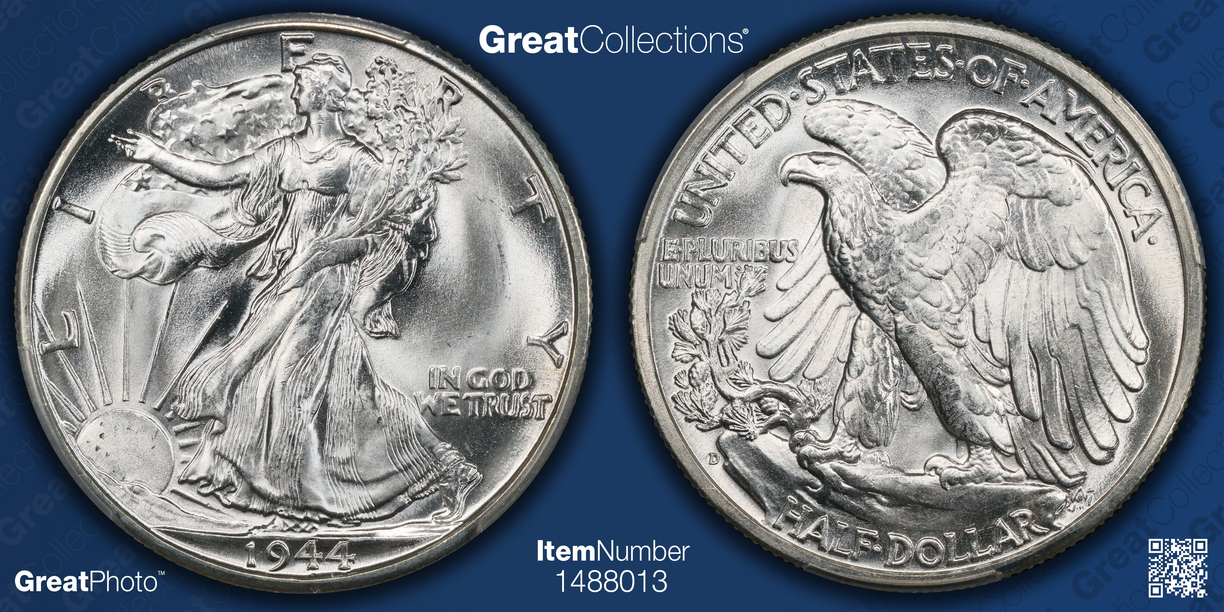 1944-D Walking Liberty Half Dollar FS-901 Hand Engraved Initials
